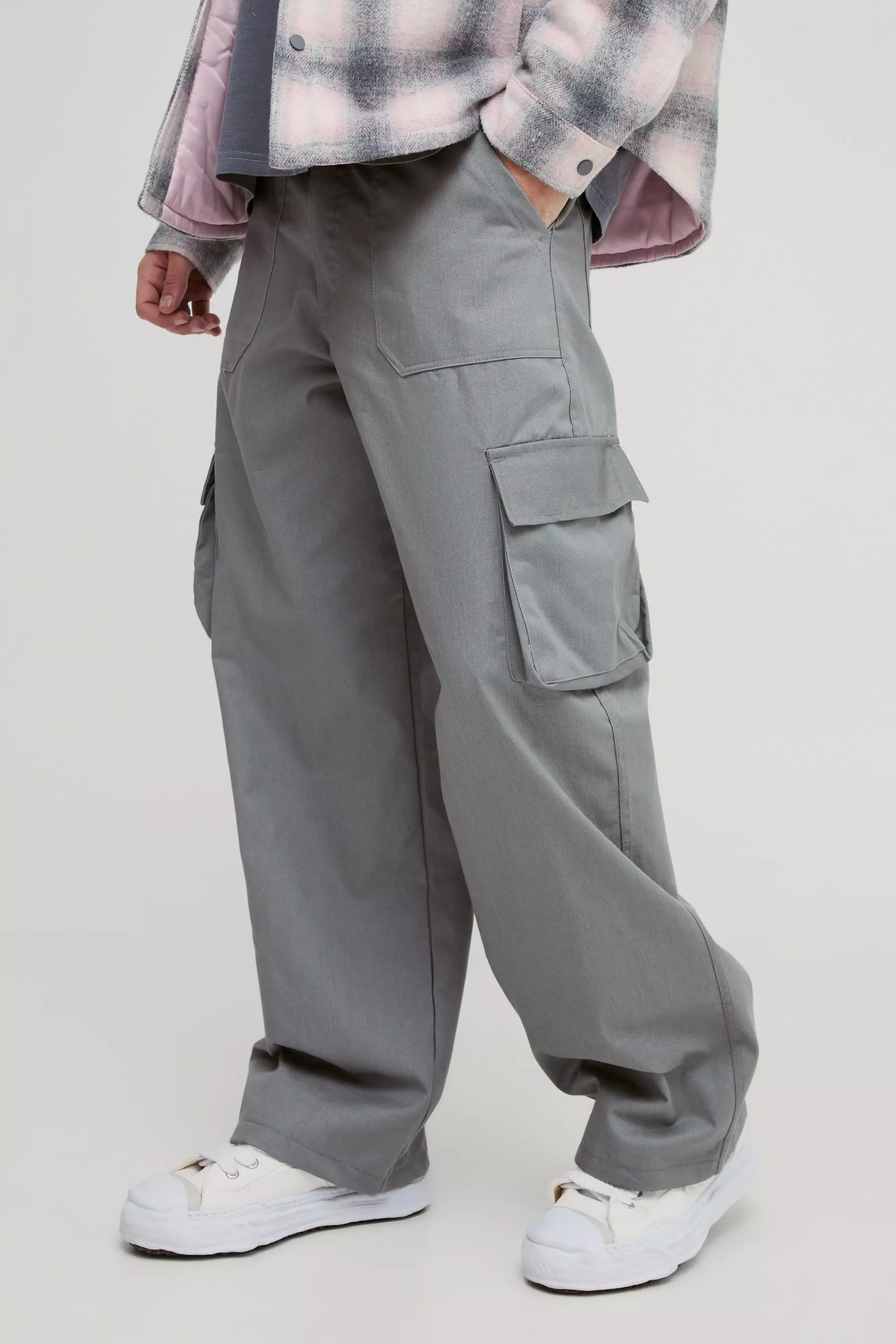 Khaki Baggy Fit Fixed Waist Cargo Pants alternative image