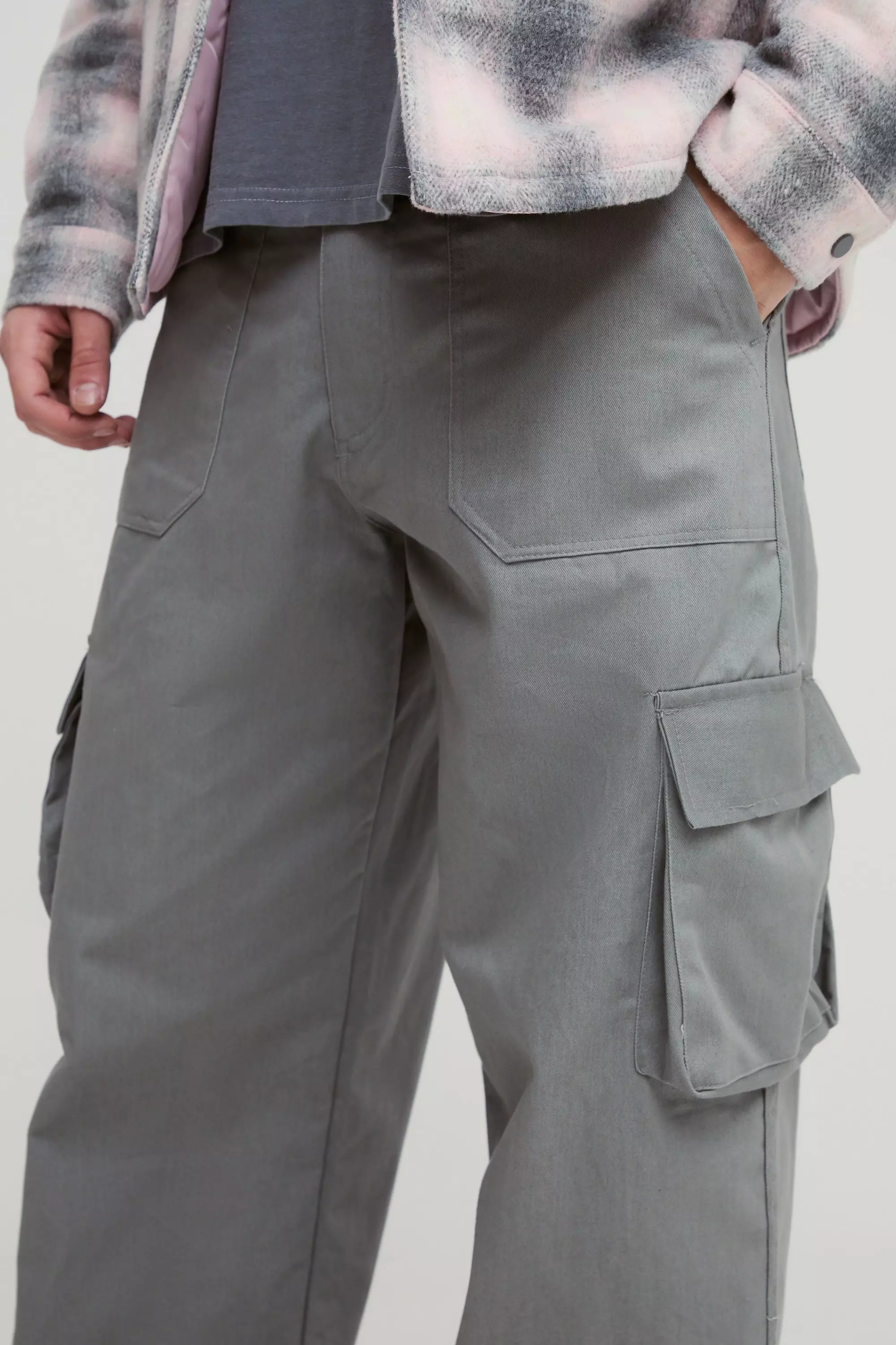 Khaki Baggy Fit Fixed Waist Cargo Pants alternative image