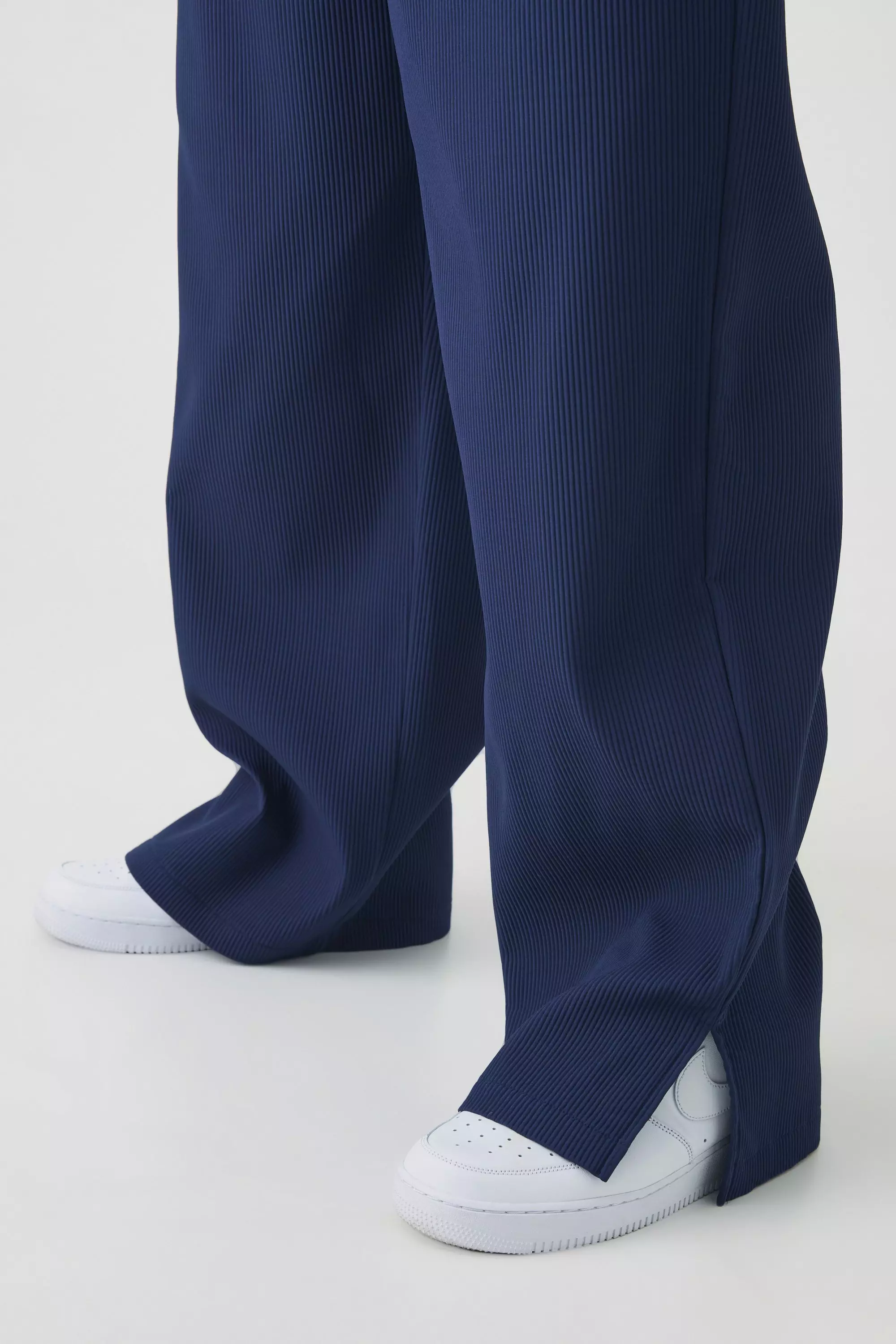 Grande taille - Pantalon large plissé fendu, Navy autre image