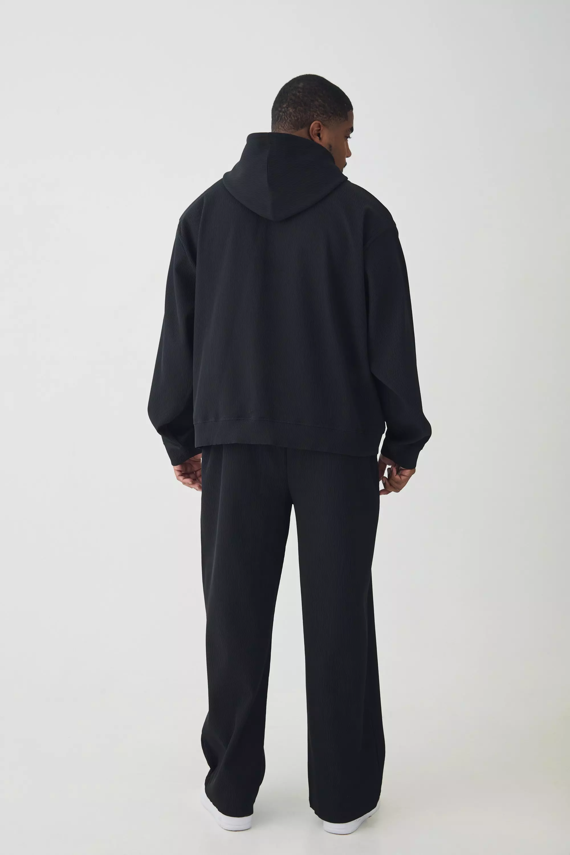 Black Plus Pleated Oversized Boxy Hoodie alternative image