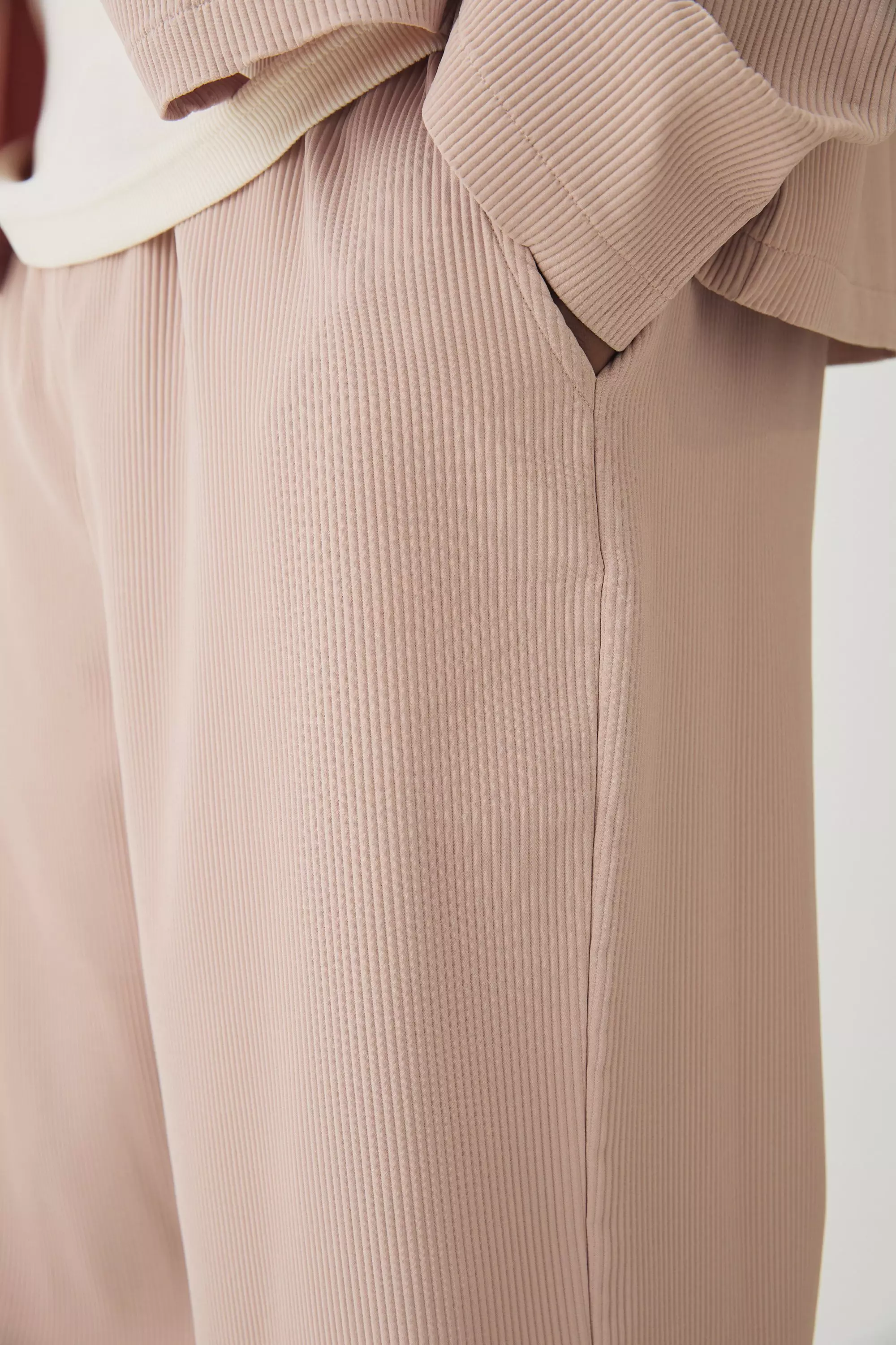 Taupe Plus Pleated Relaxed Fit Trousers alternative image