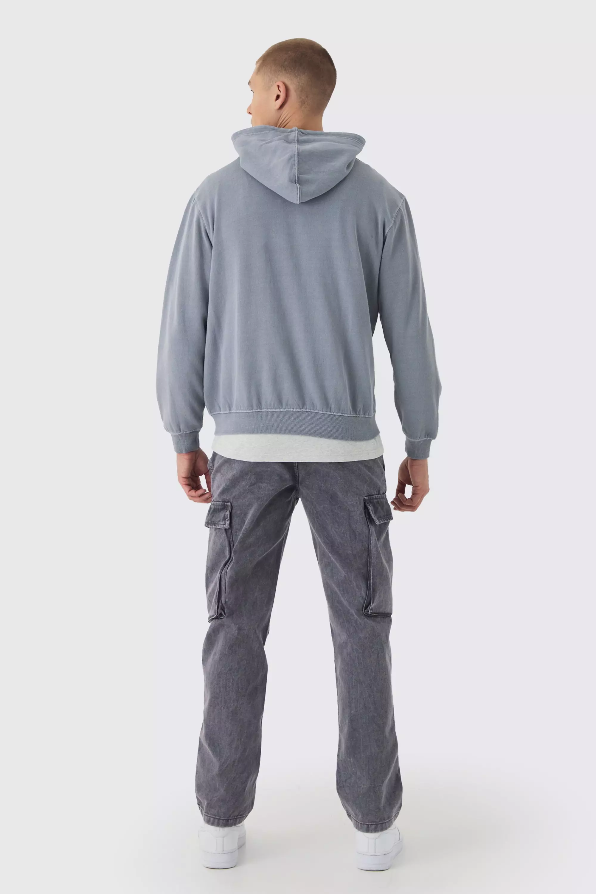 Gerade Twill Cargo-Hose mit Acid-Waschung, Dark grey alternatives Bild