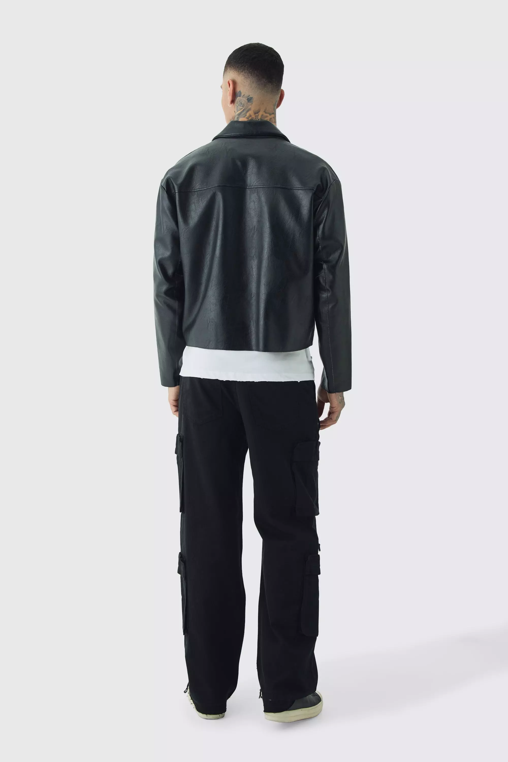 Black Tall Relaxed Fit Distressed Cargo Trousers alternative image