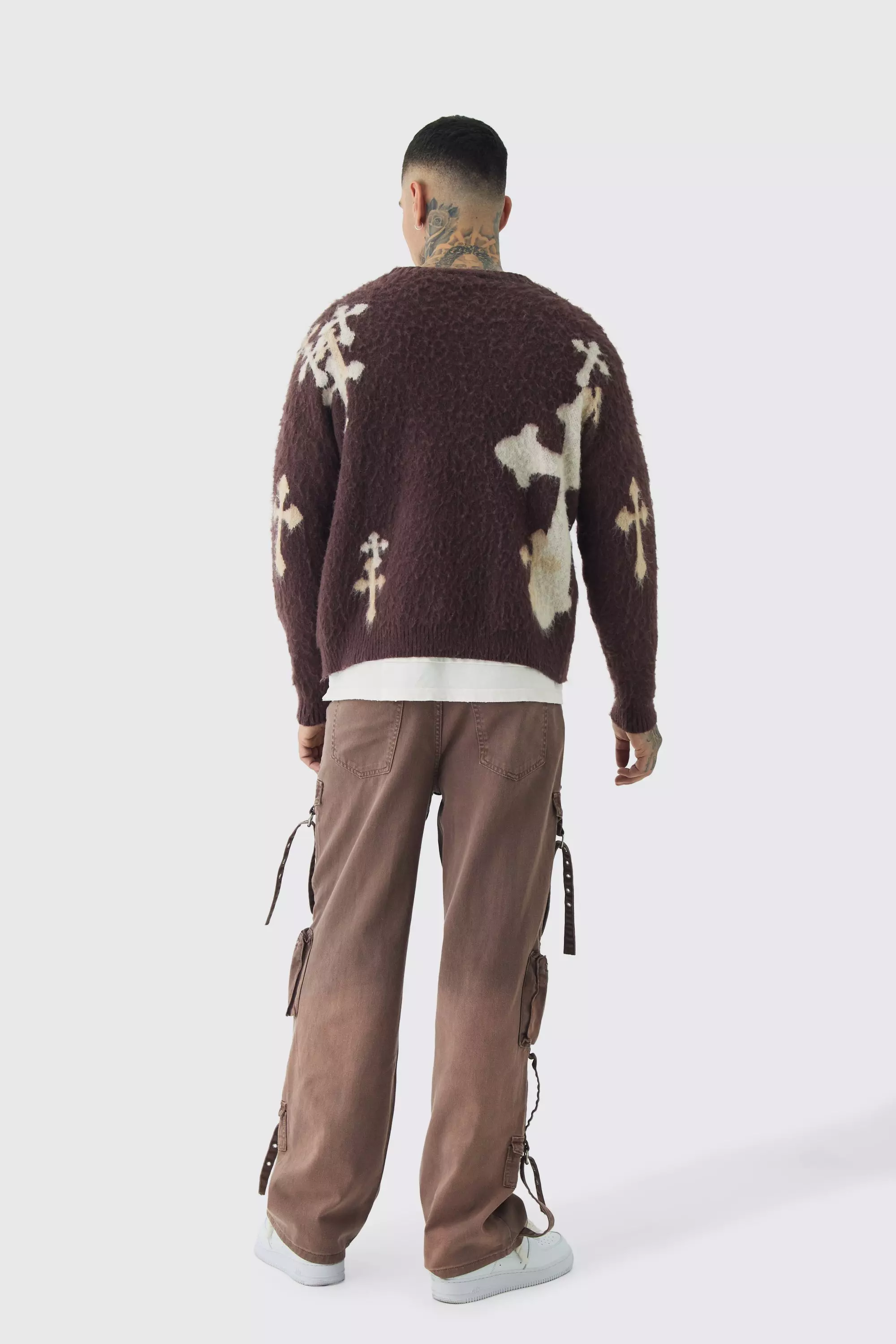 Chocolate Tall Ombre Effect Relaxed Fit Cargo Trousers alternative image