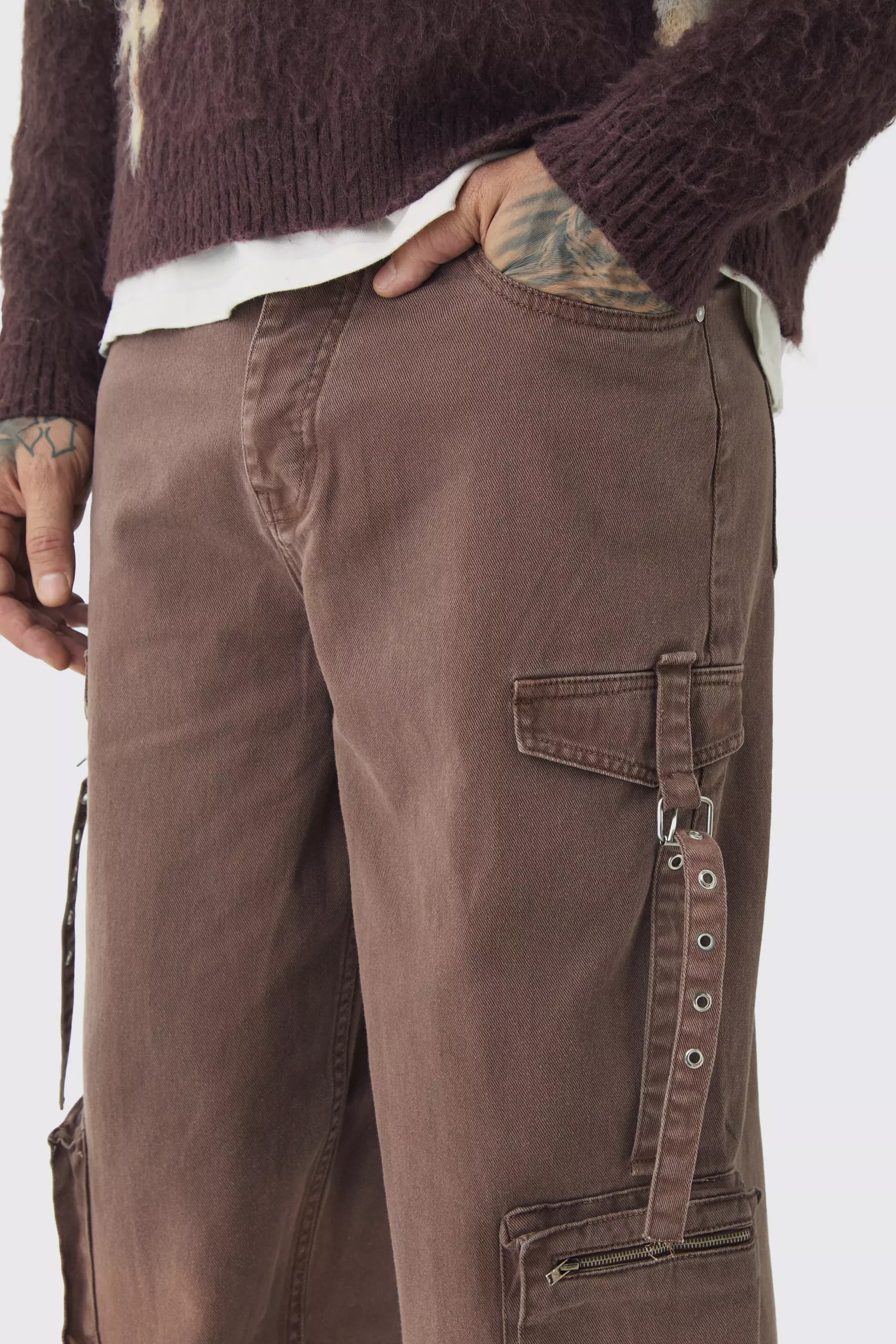 Chocolate Tall Ombre Effect Relaxed Fit Cargo Trousers alternative image