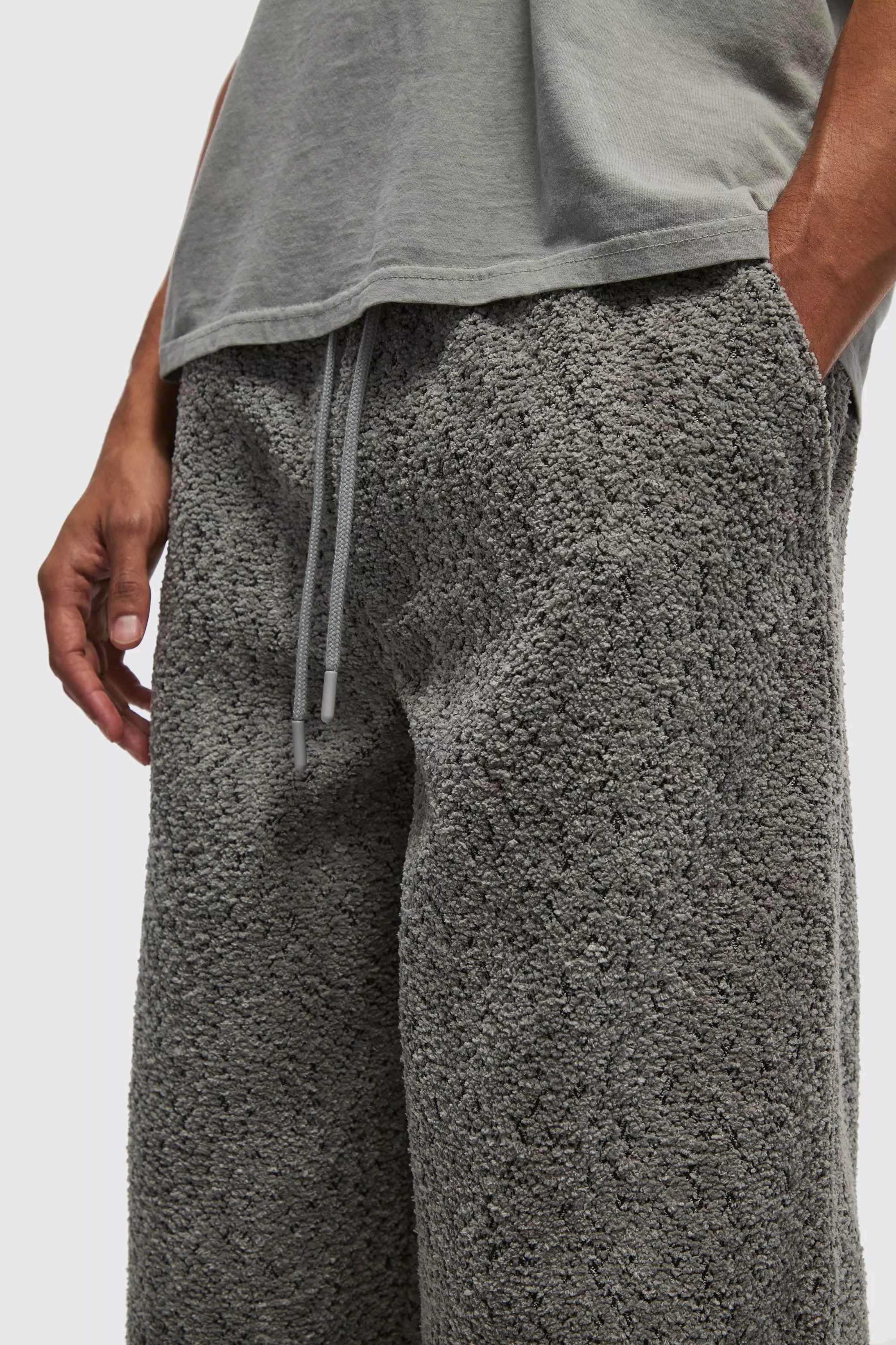 Elasticated Waist Straight Leg Heavyweight Textured Cargo Pants | boohooMAN USA