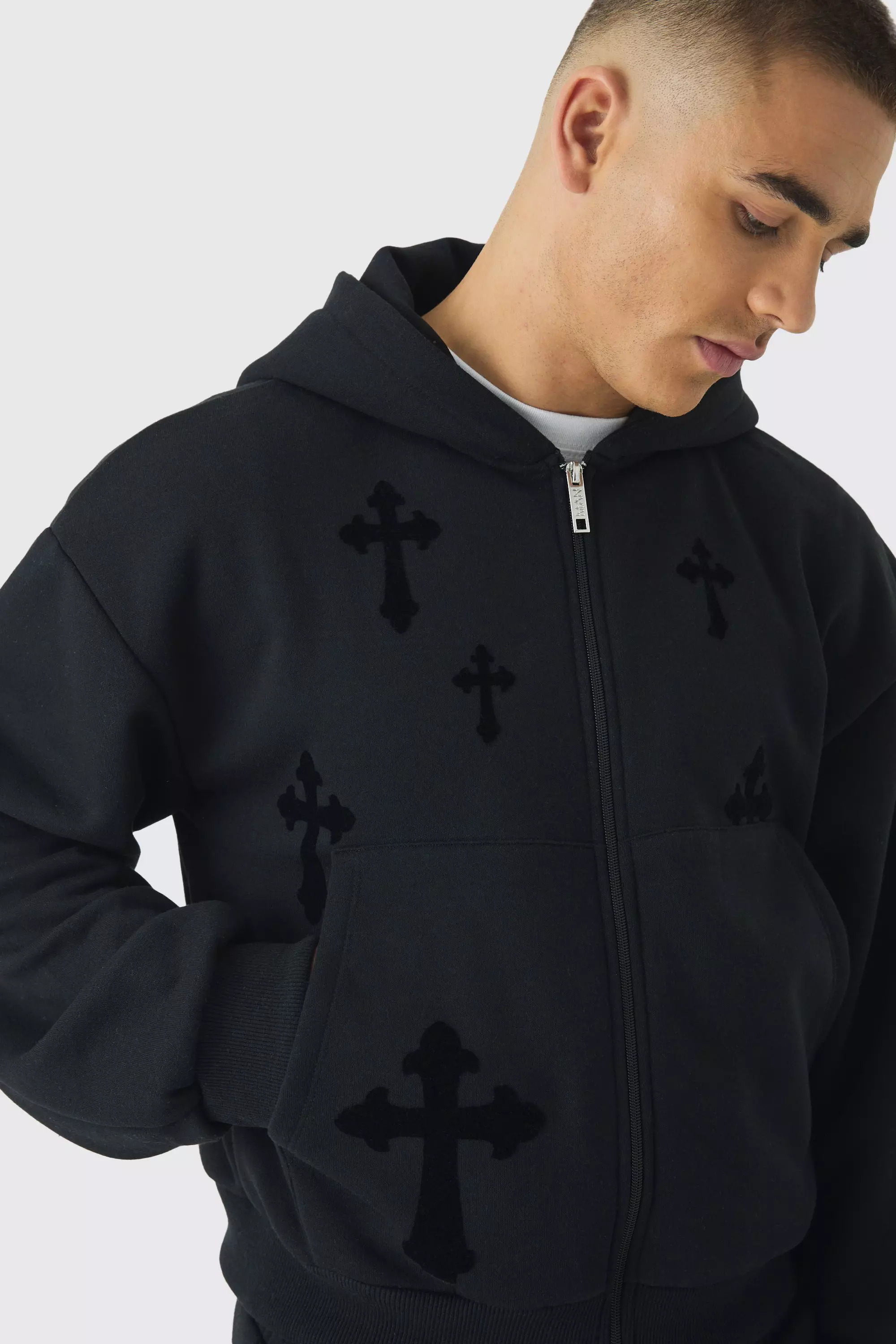 Geschnürter Hoodie mit Reißverschluss, Black alternatives Bild