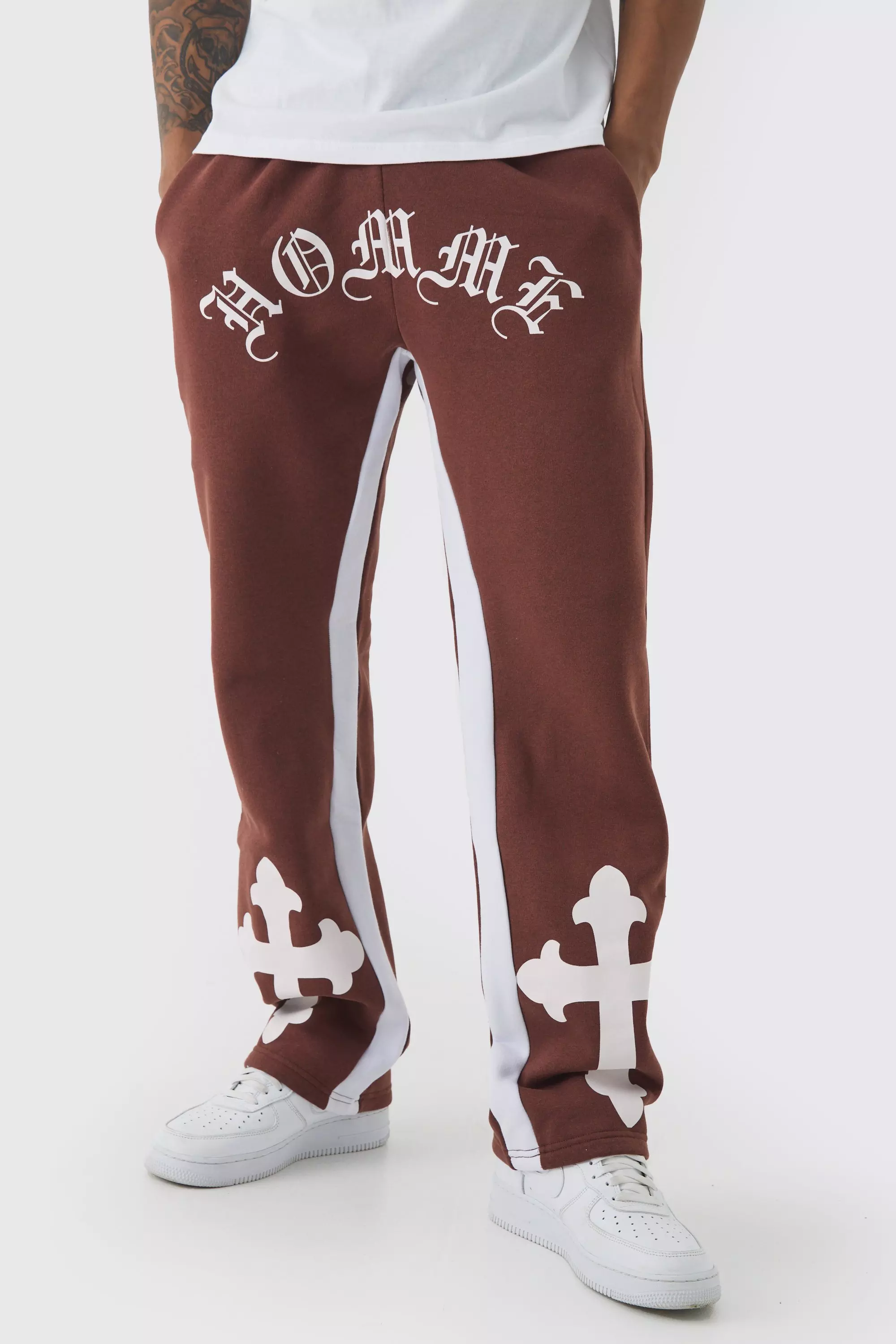 Relaxed Gothic Homme Cross Gusset Sweatpants Rust