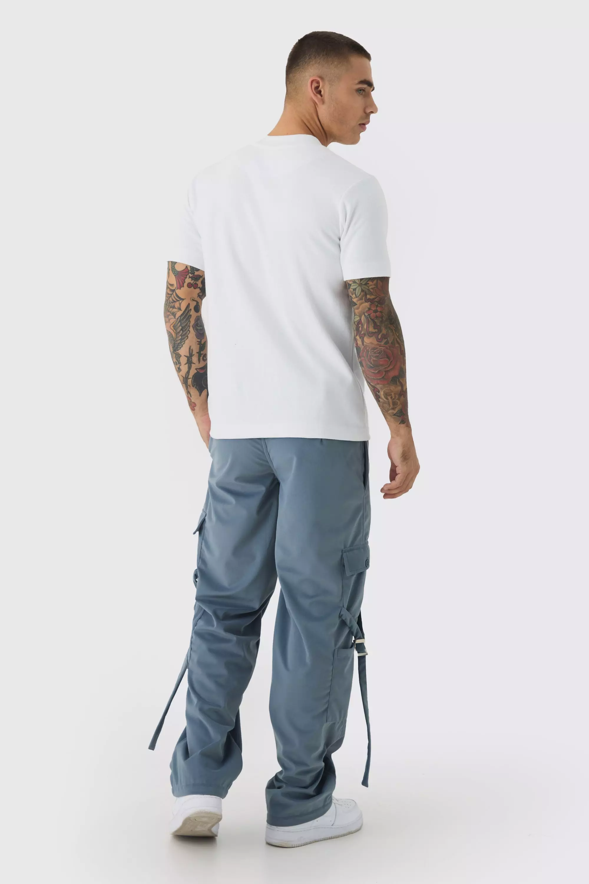 Pantalon cargo large en synthétique, Slate autre image