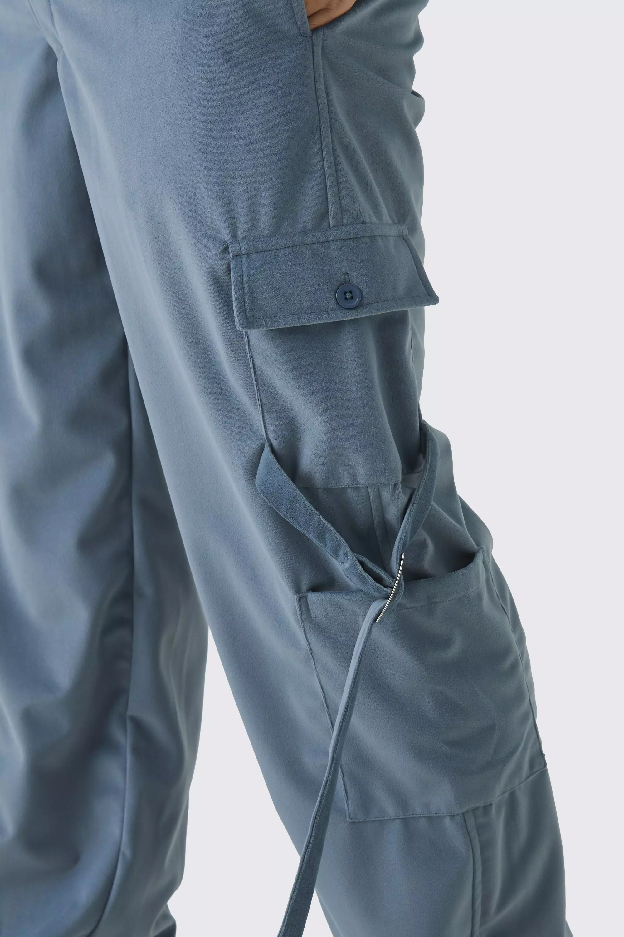 Pantalon cargo large en synthétique, Slate autre image