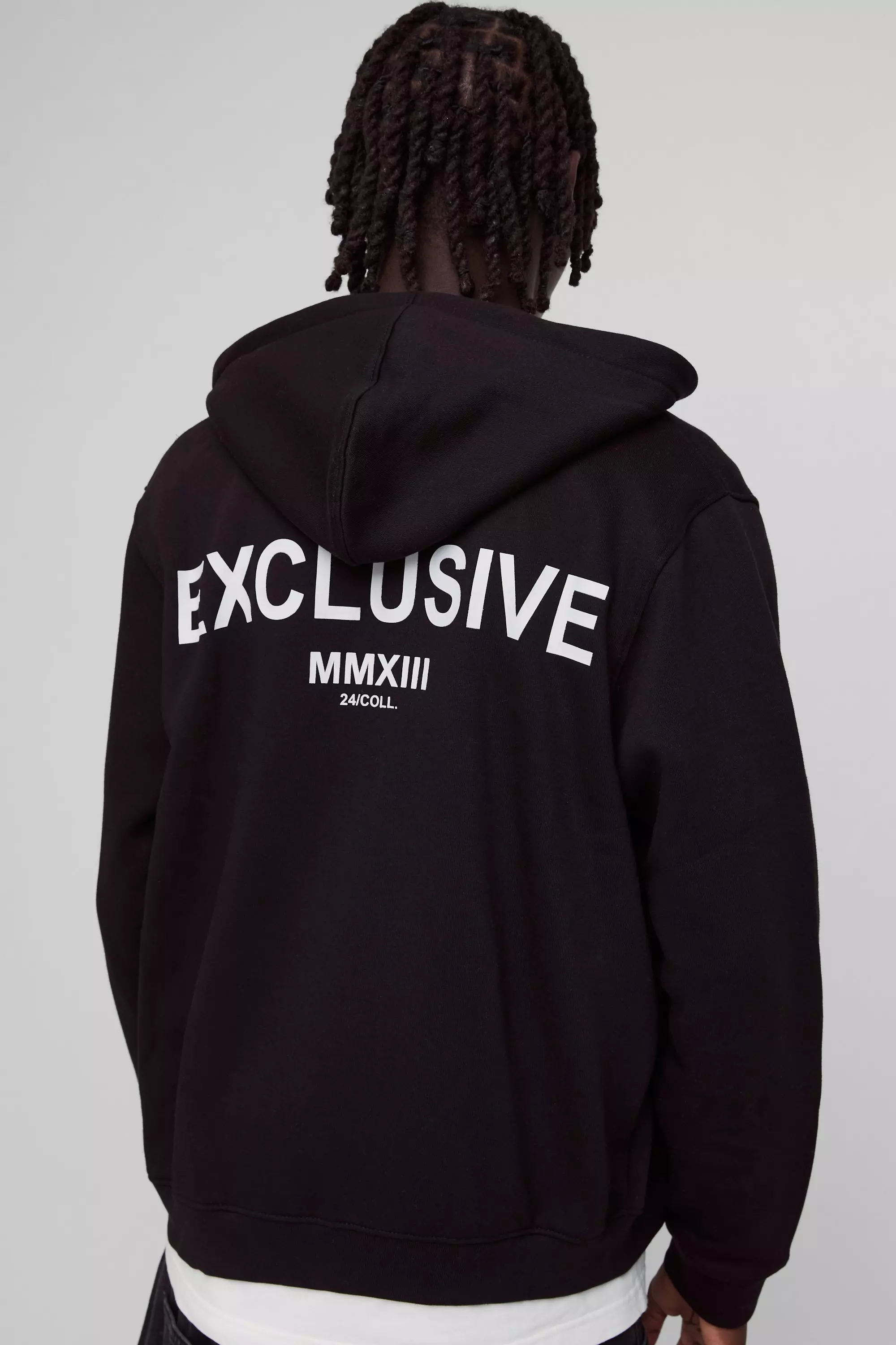 Black Exclusive Highbuild Print Zip Through Hoodie