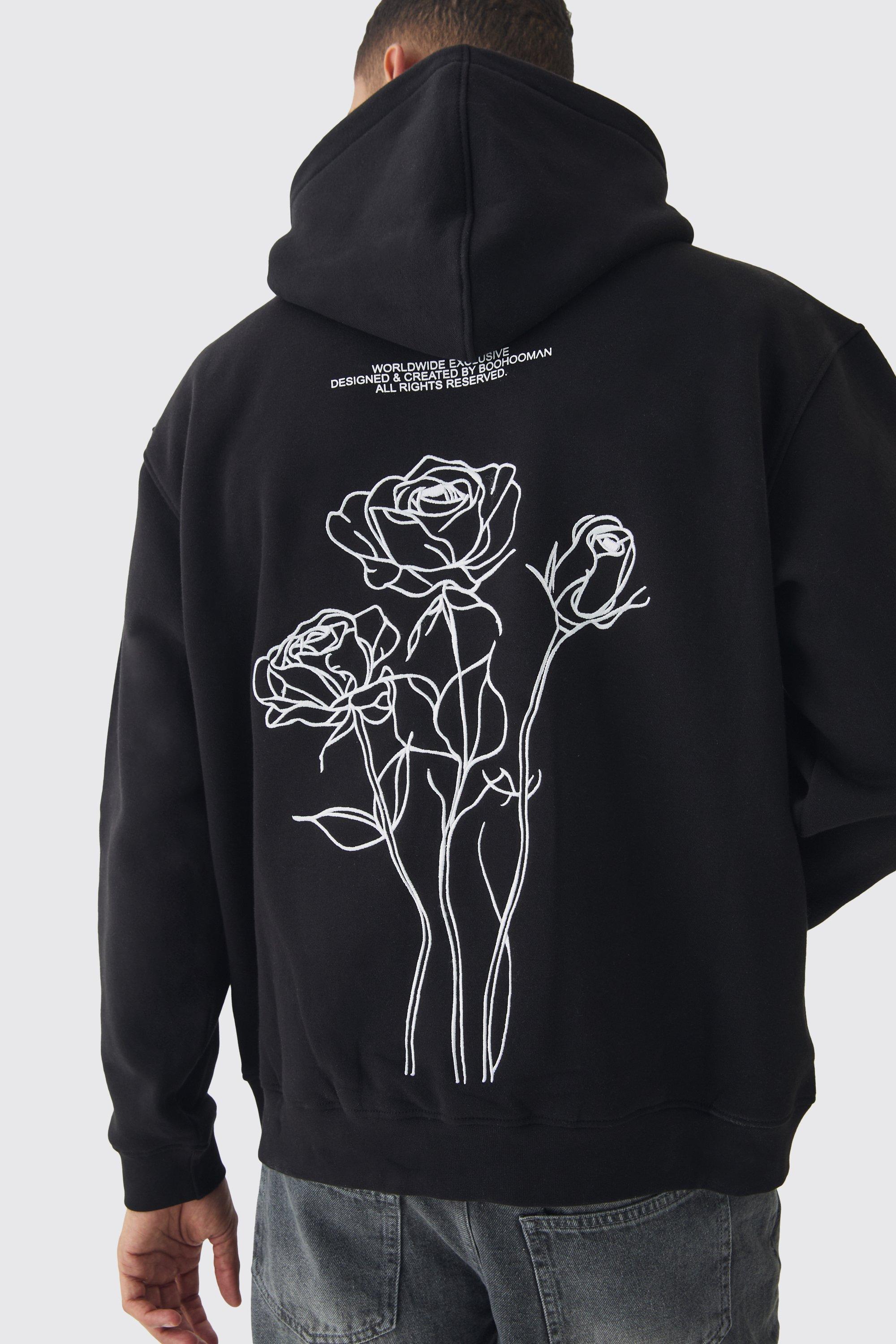 Floral embroidered hoodie mens hotsell