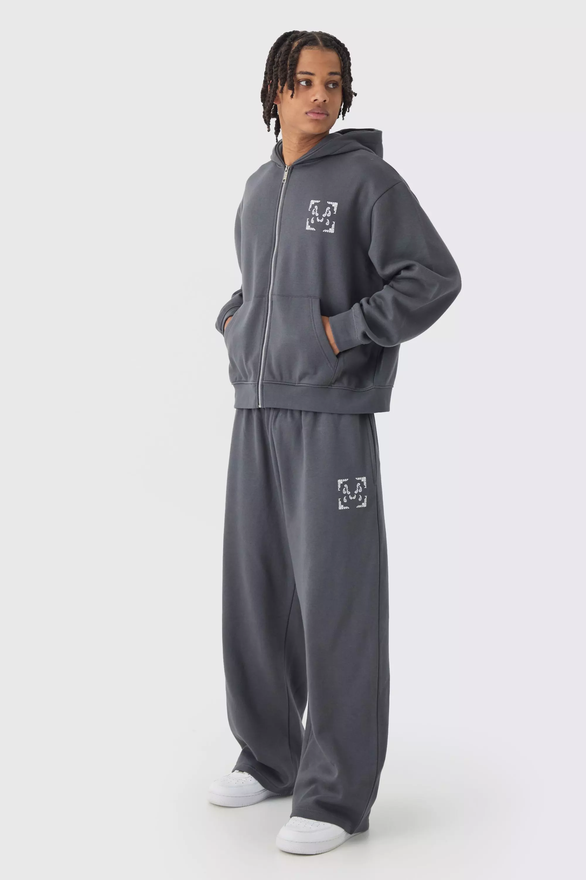 Regular Paisley Back Print Zip Through Tracksuit | boohooMAN