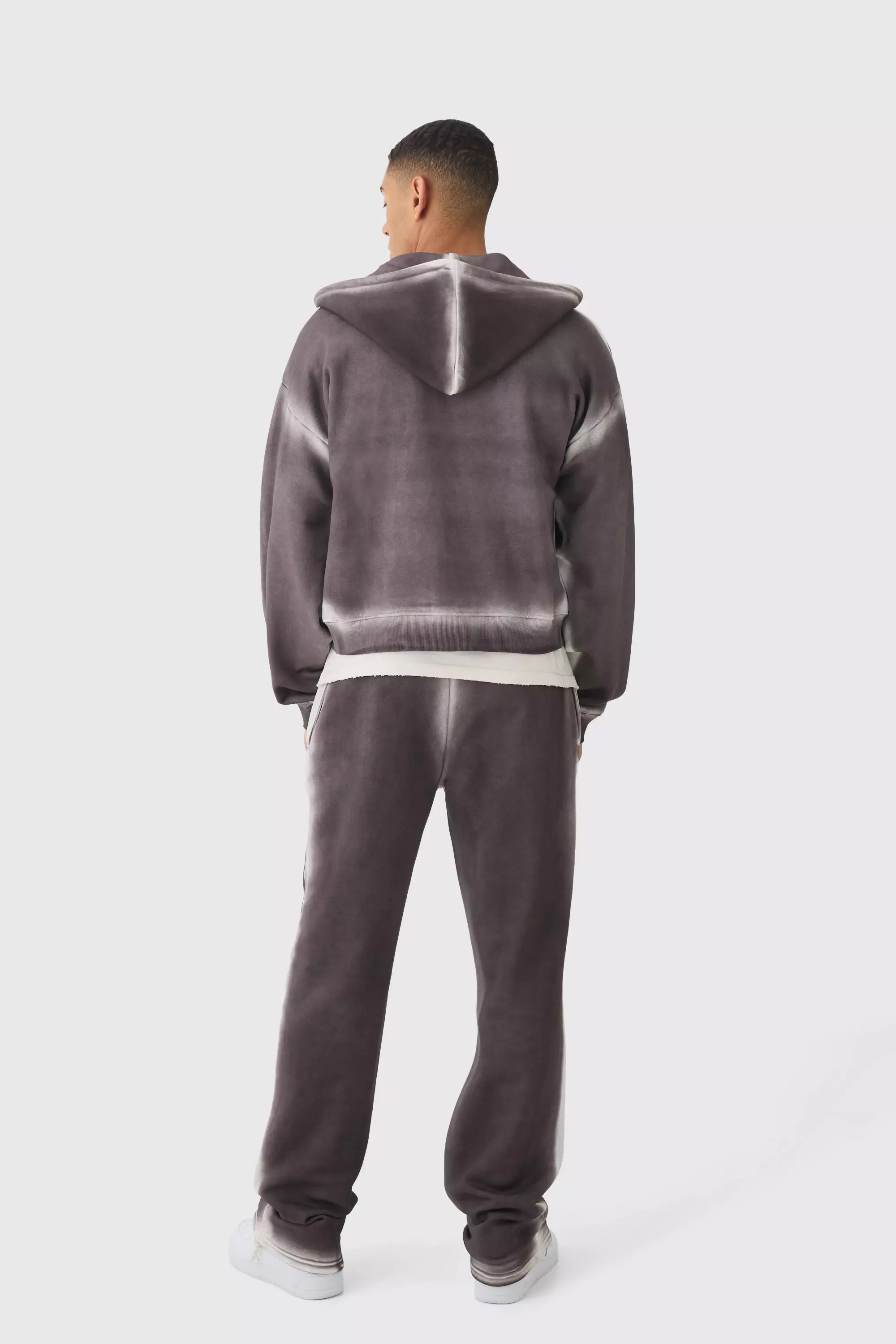 Stone Shrunken Fit Zip Through Washed Seam Hoodie alternative image