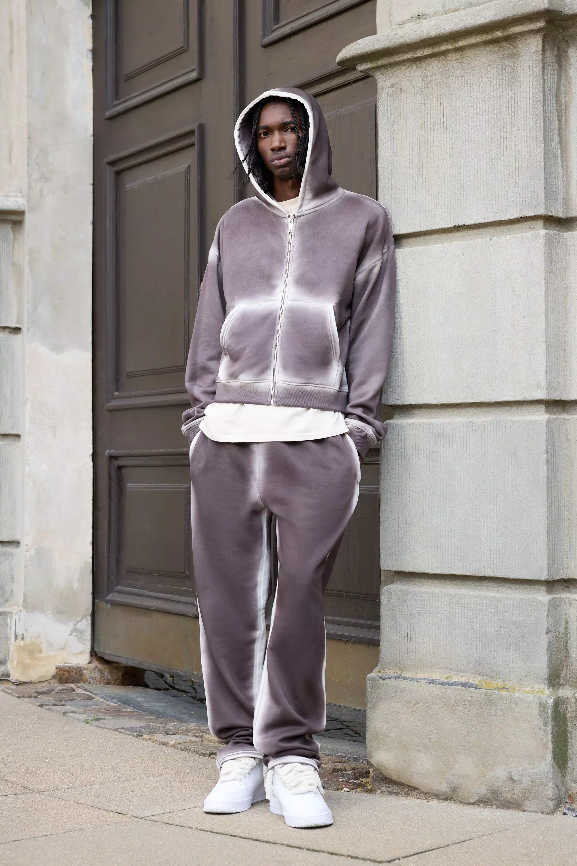 Stone Gebleekte Baggy Joggingbroek Met Naaddetail alternatieve afbeelding