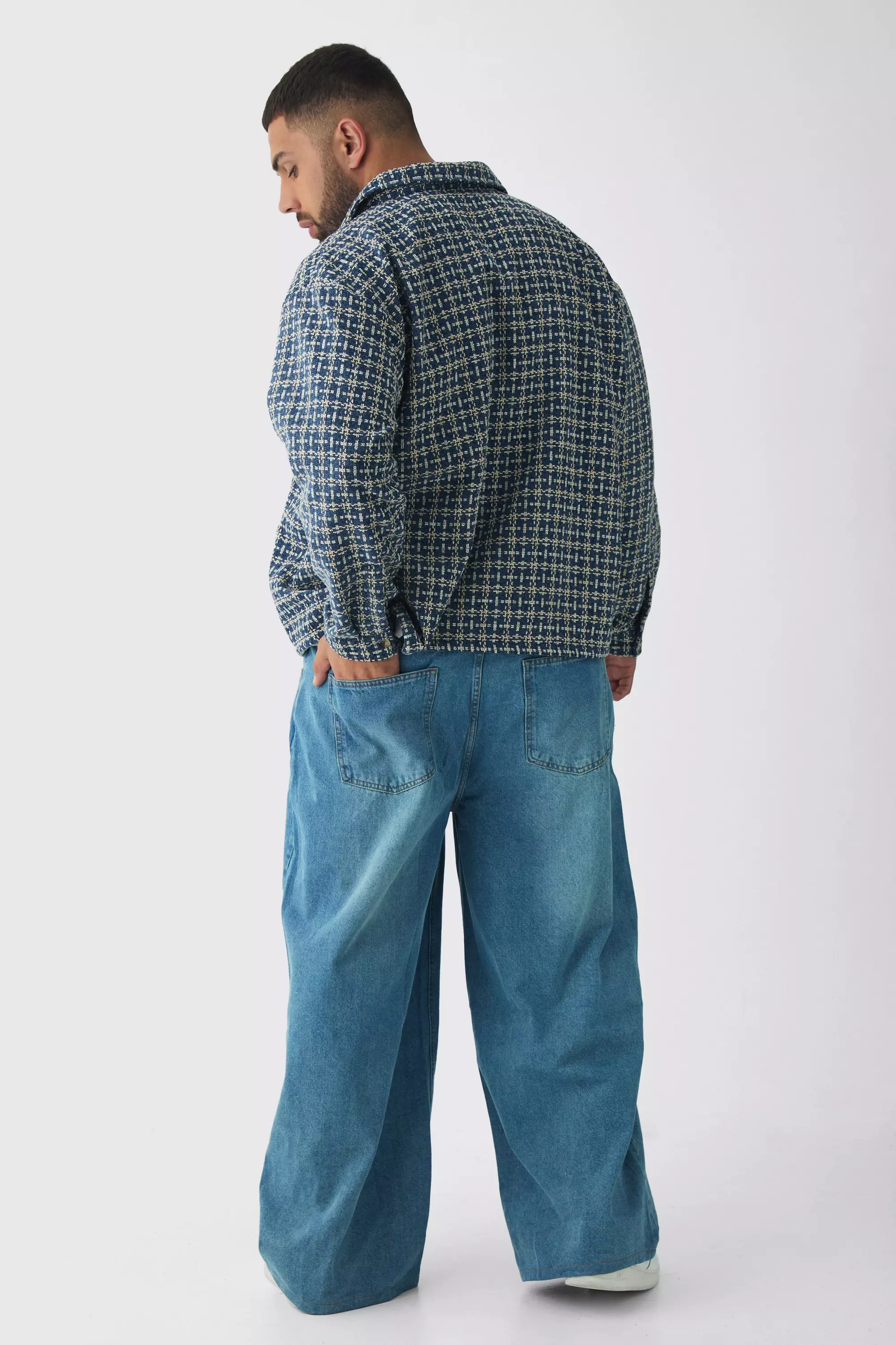 Stonewash Plus Baggy Fit Distressed Jeans alternative image