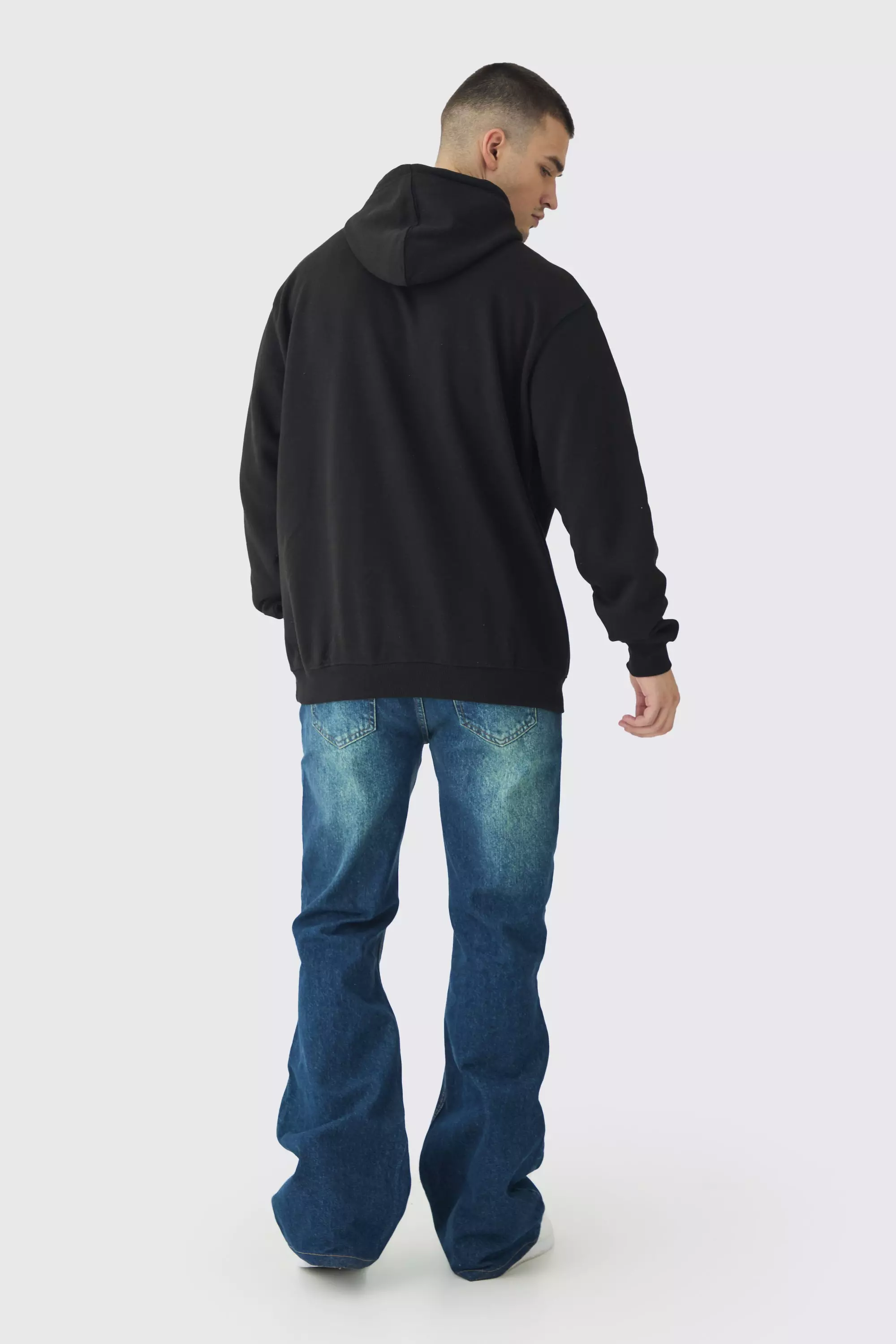 Dark blue Tall Onbewerkte Versleten Flared Jeans alternatieve afbeelding