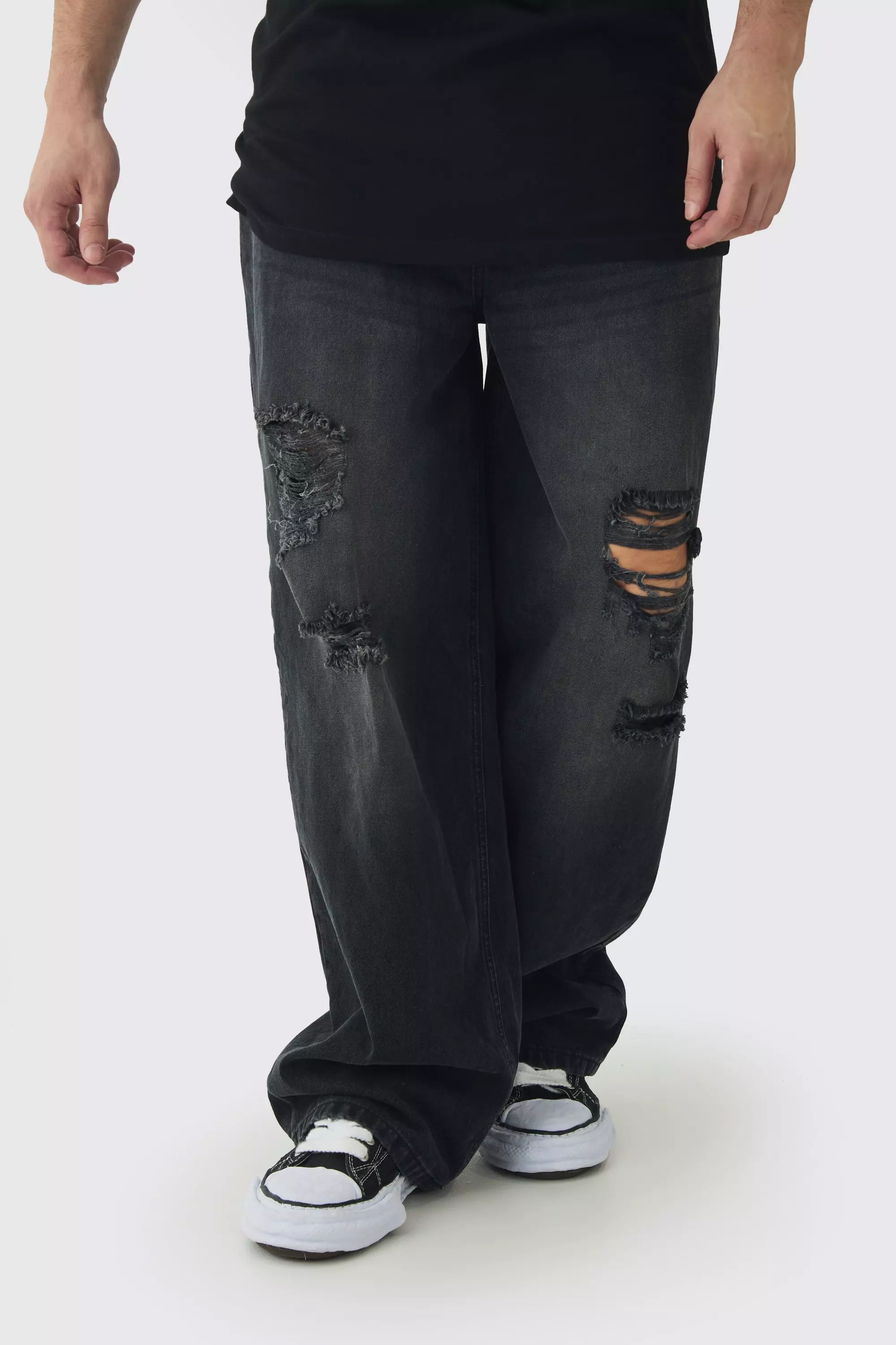 Tall - Jean baggy super déchiré, Washed black autre image