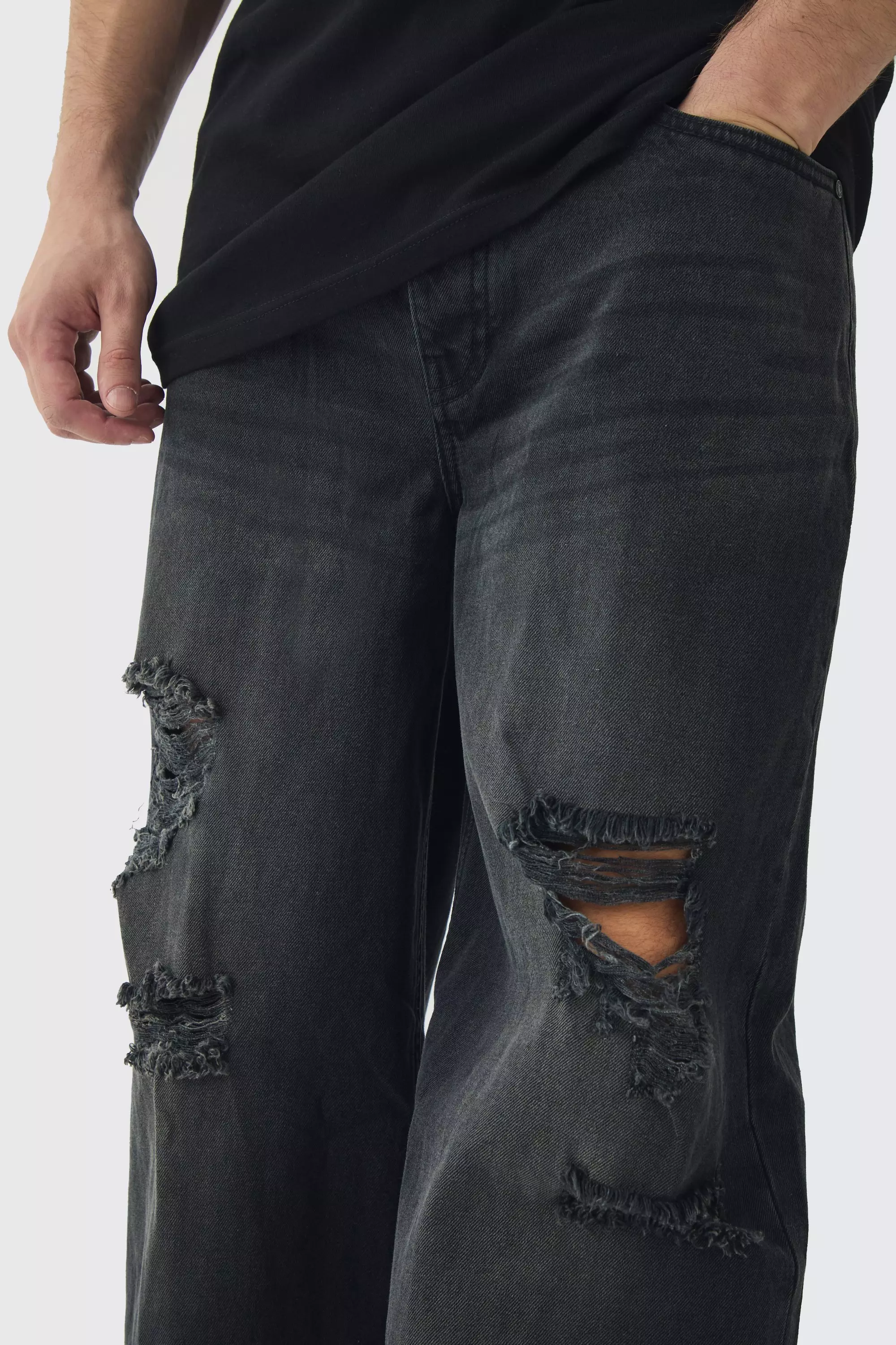 Tall - Jean baggy super déchiré, Washed black autre image