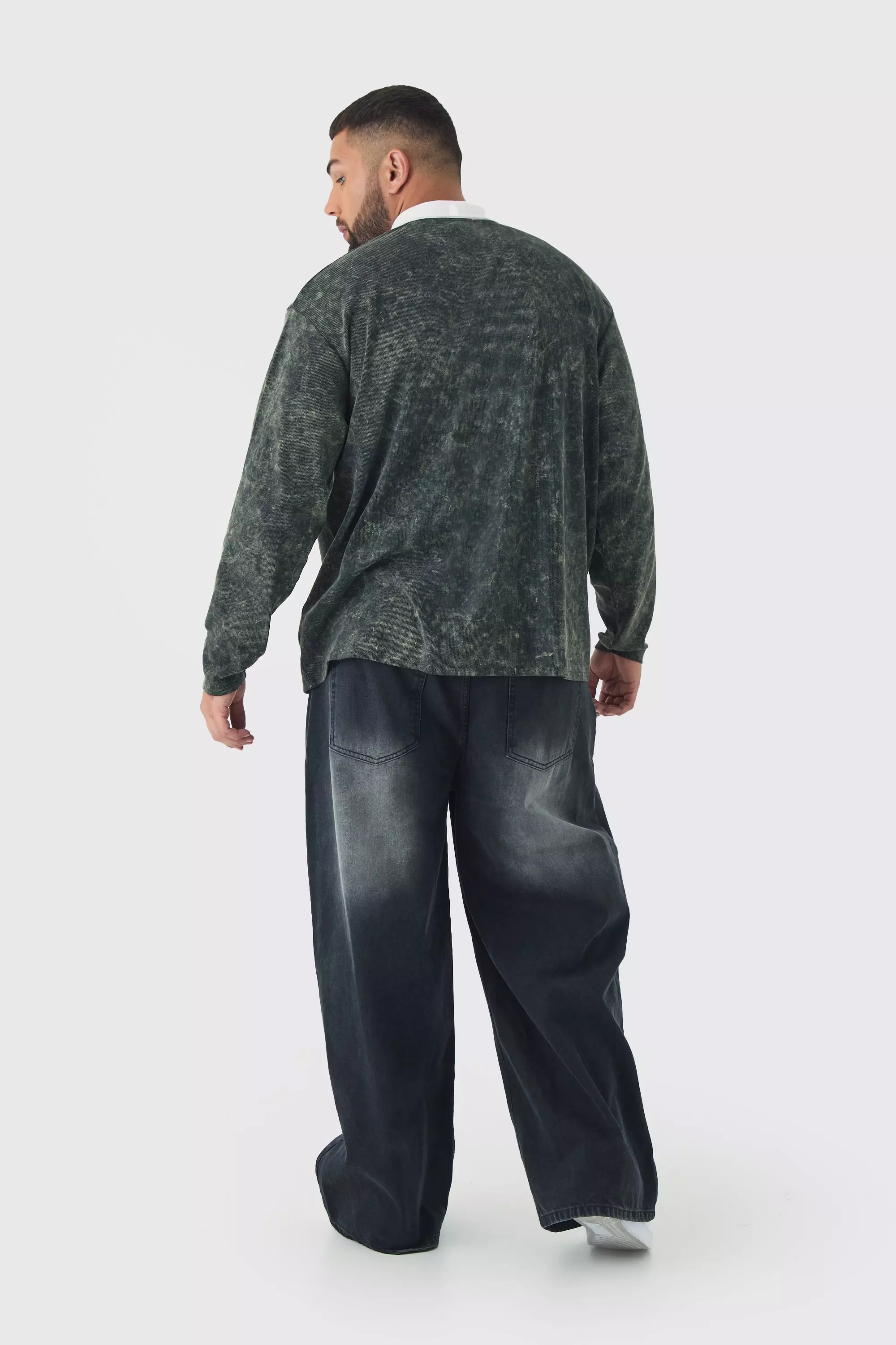 Grande taille - Jean baggy super déchiré, Washed black autre image