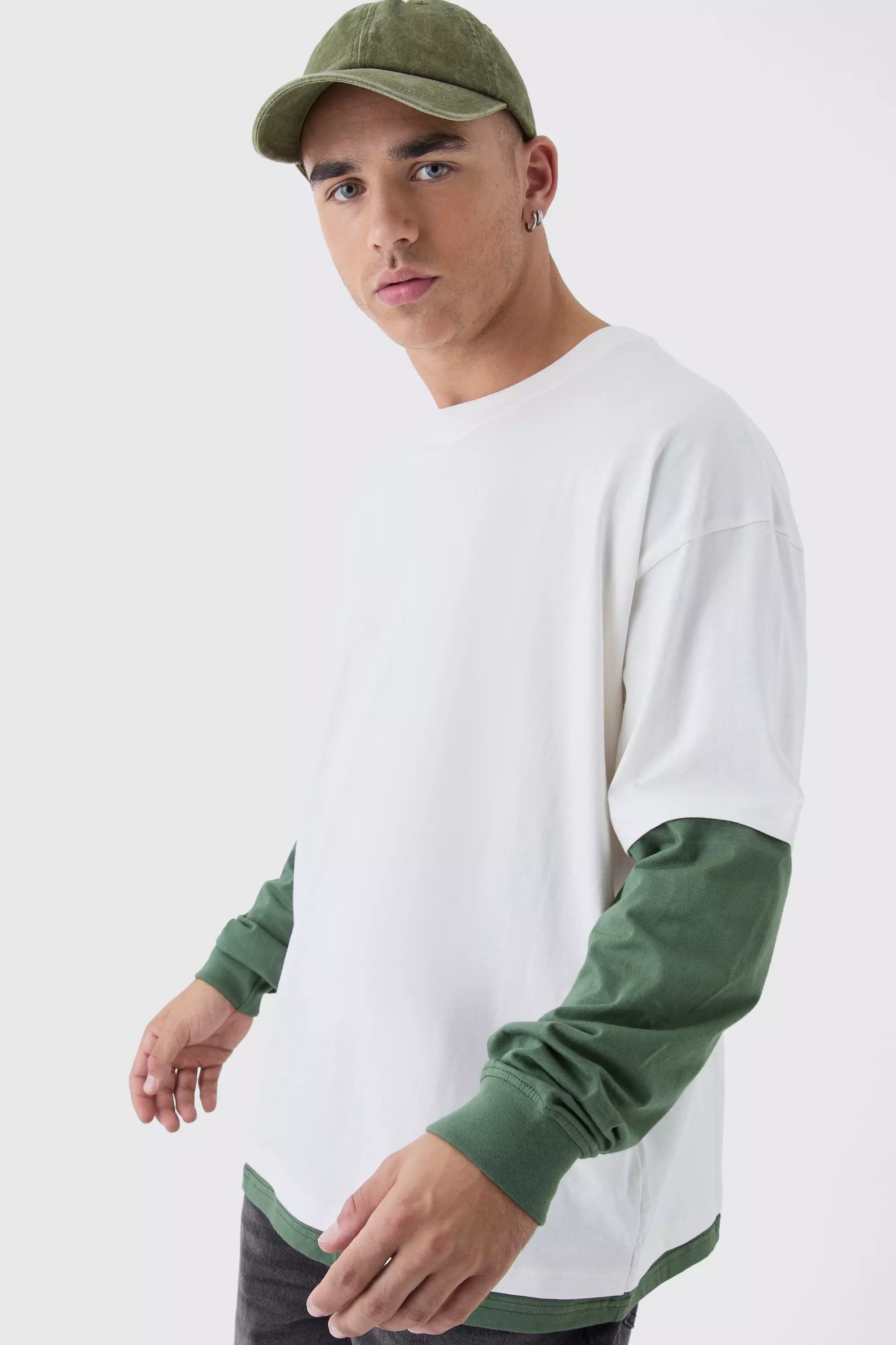 Oversized Faux Layer T-Shirt Ecru