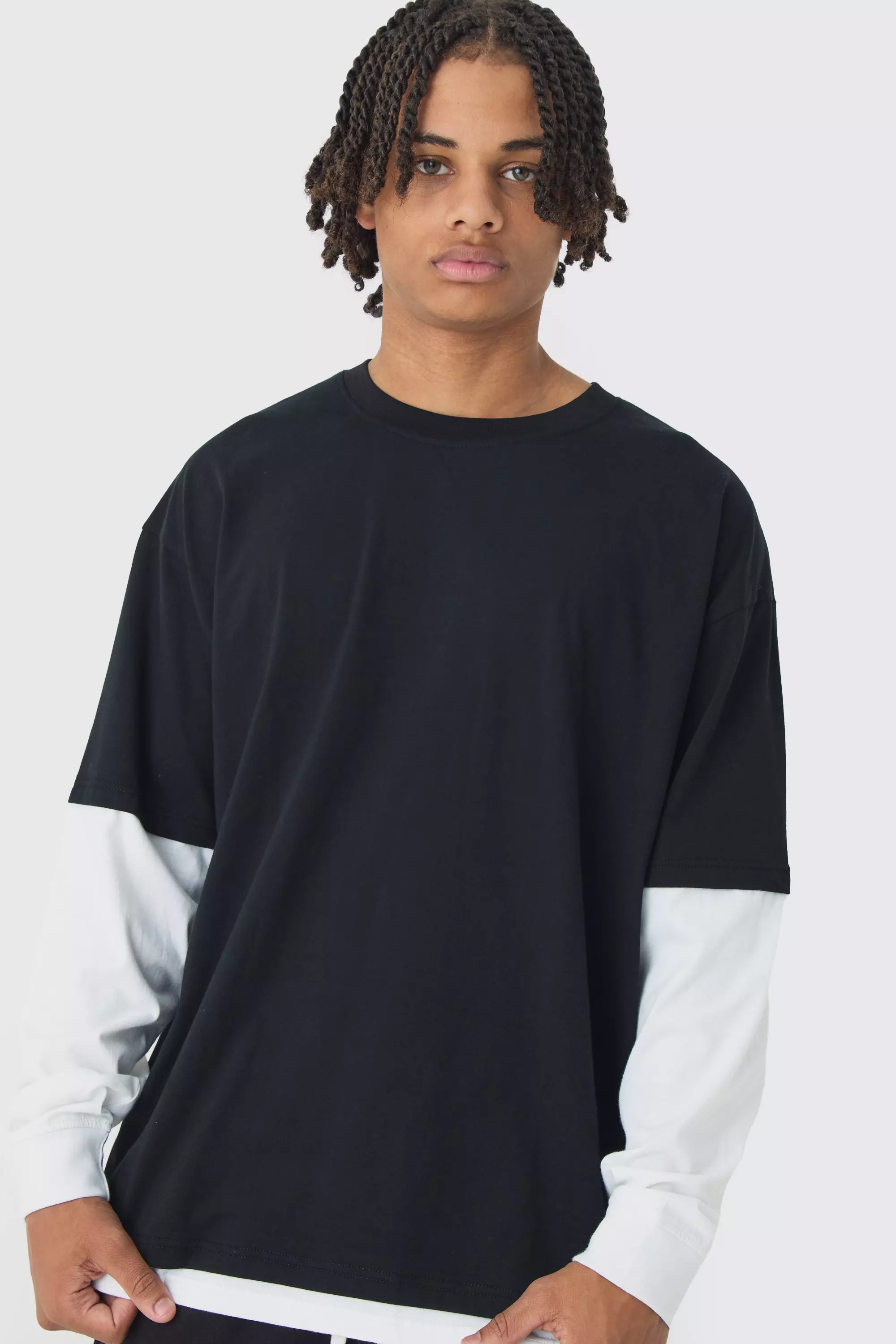 Oversized Faux Layer T-Shirt | boohooMAN UK