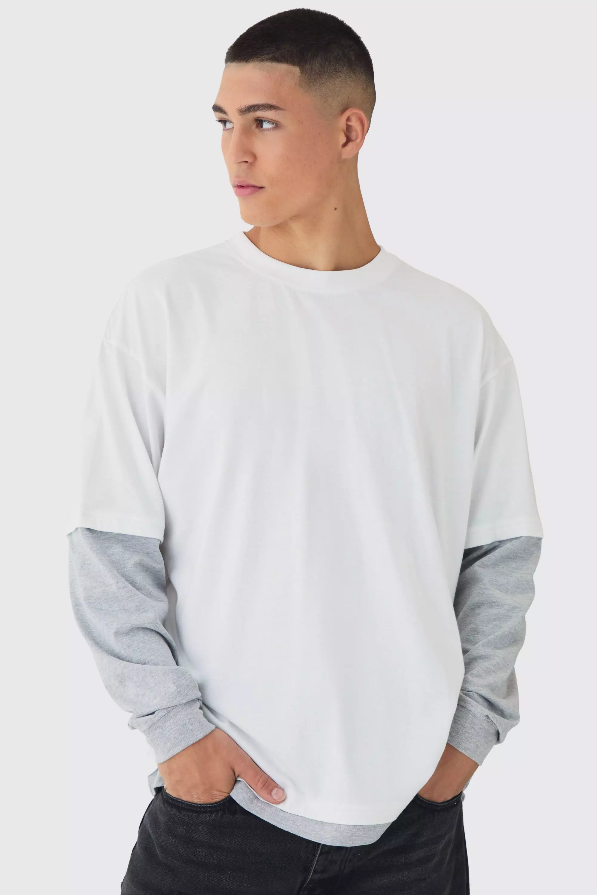 Oversized Faux Layer T-Shirt White