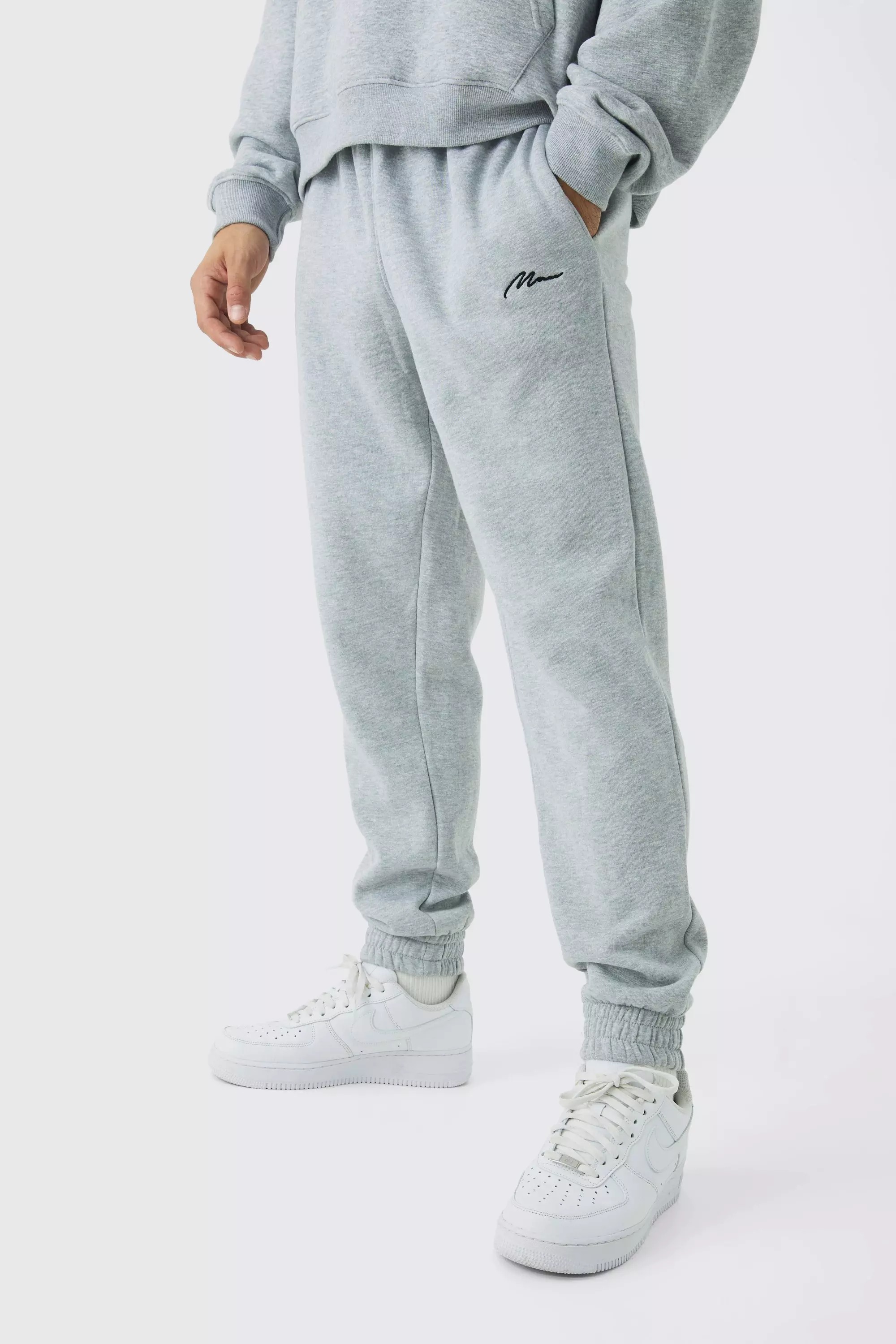 Regular Fit Basic Man Signature Sweatpants Grey marl