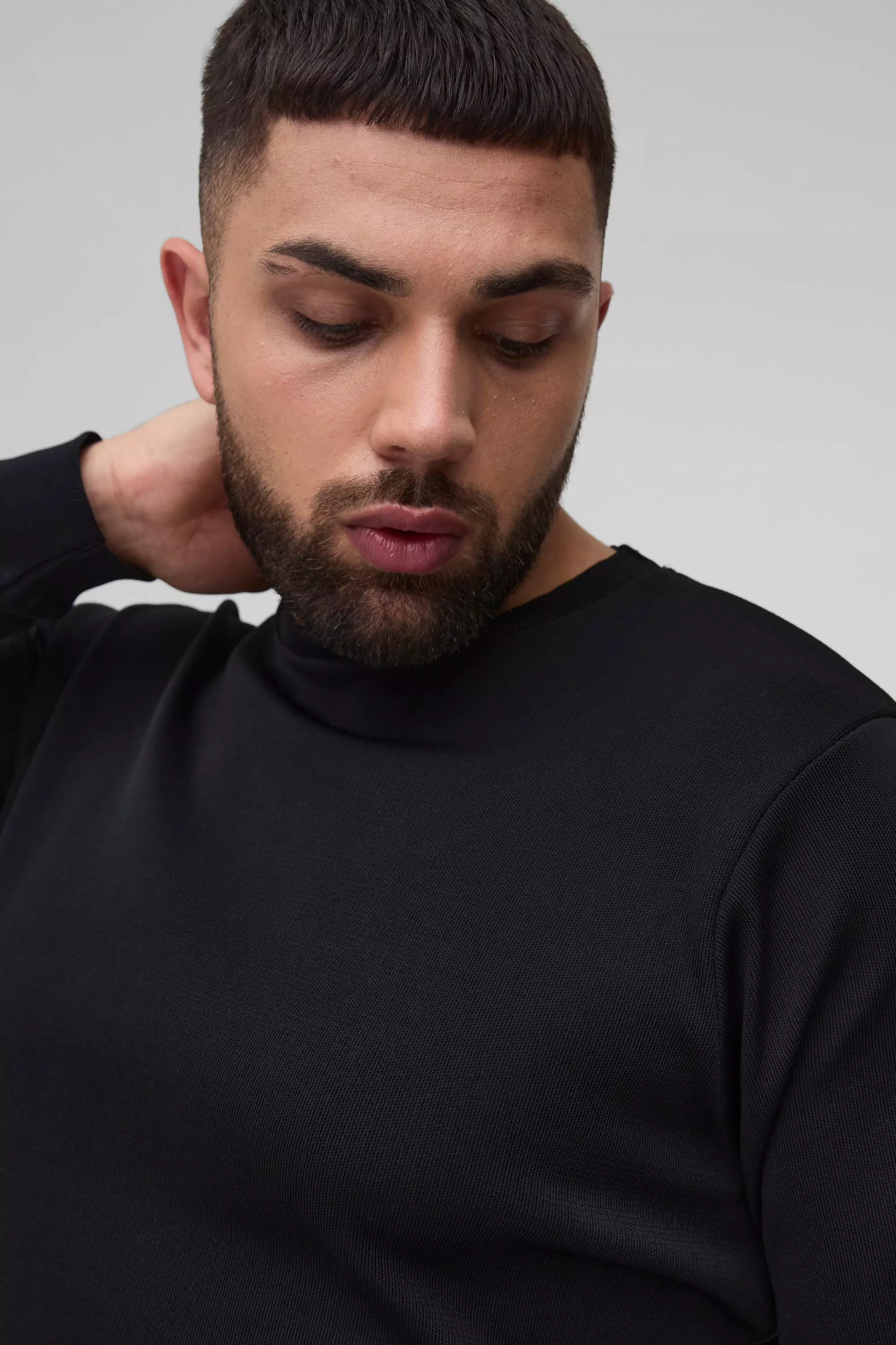 Black Plus Basic Regular Fit Trui Met Crewneck in Zwart alternatieve afbeelding