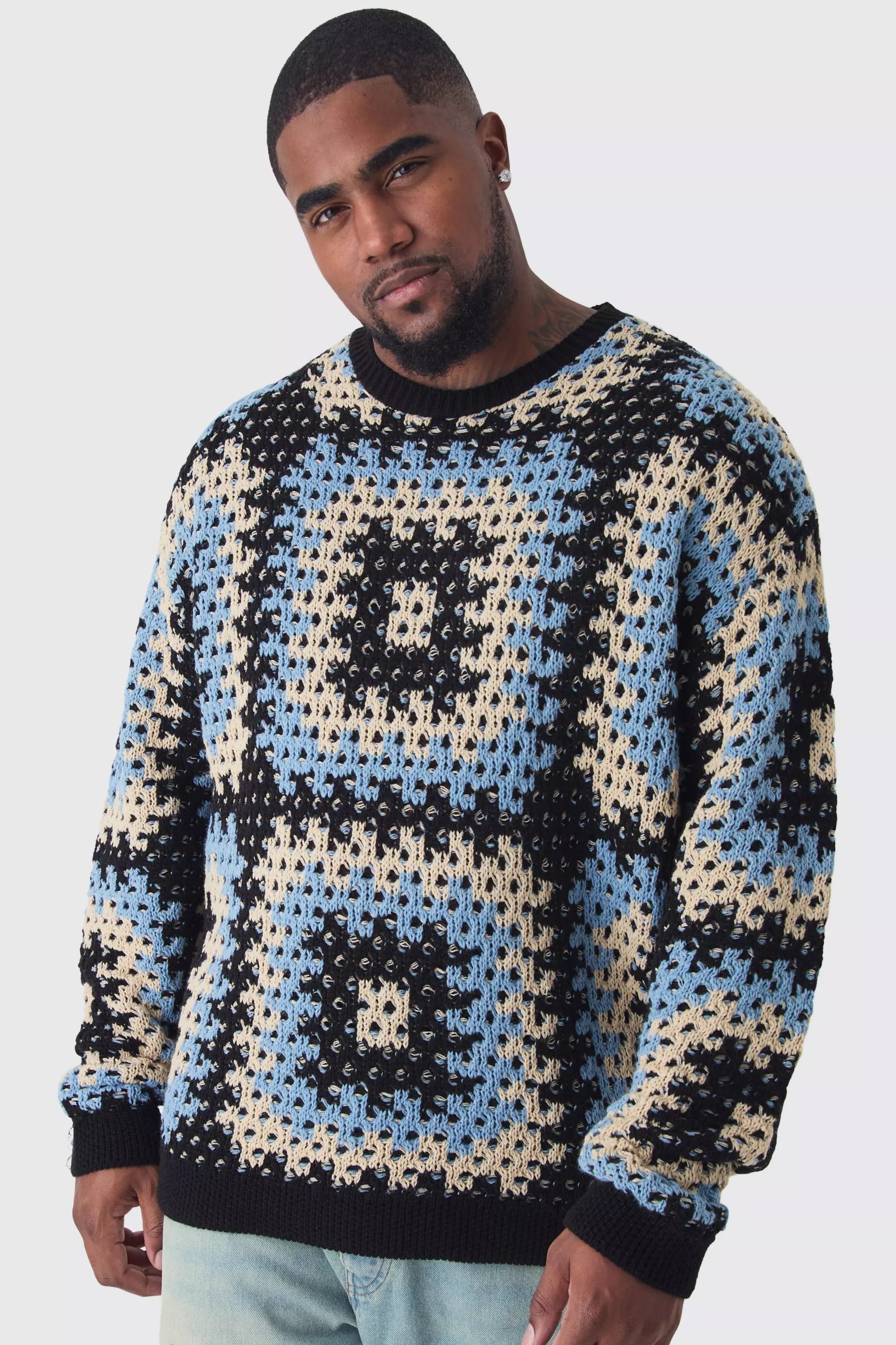 Black Plus Oversized Crochet Sweat alternative image