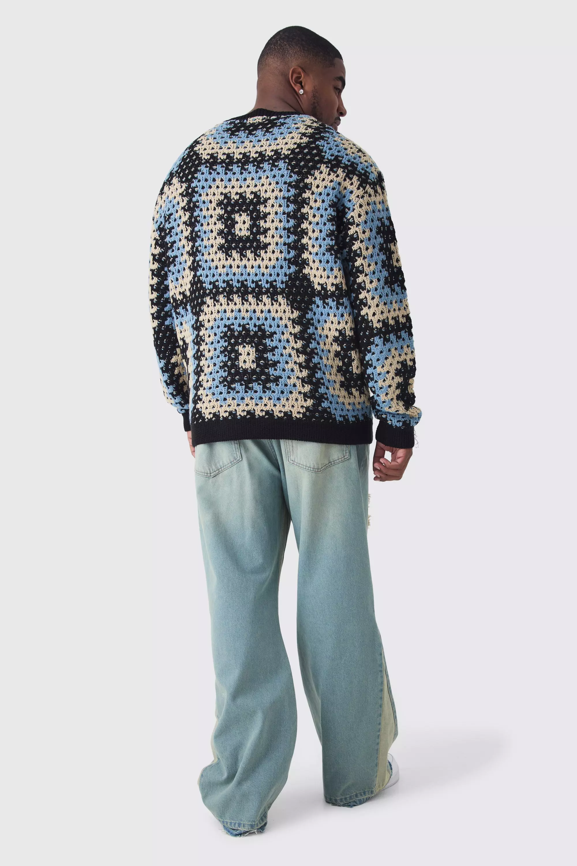 Black Plus Oversized Crochet Sweat alternative image