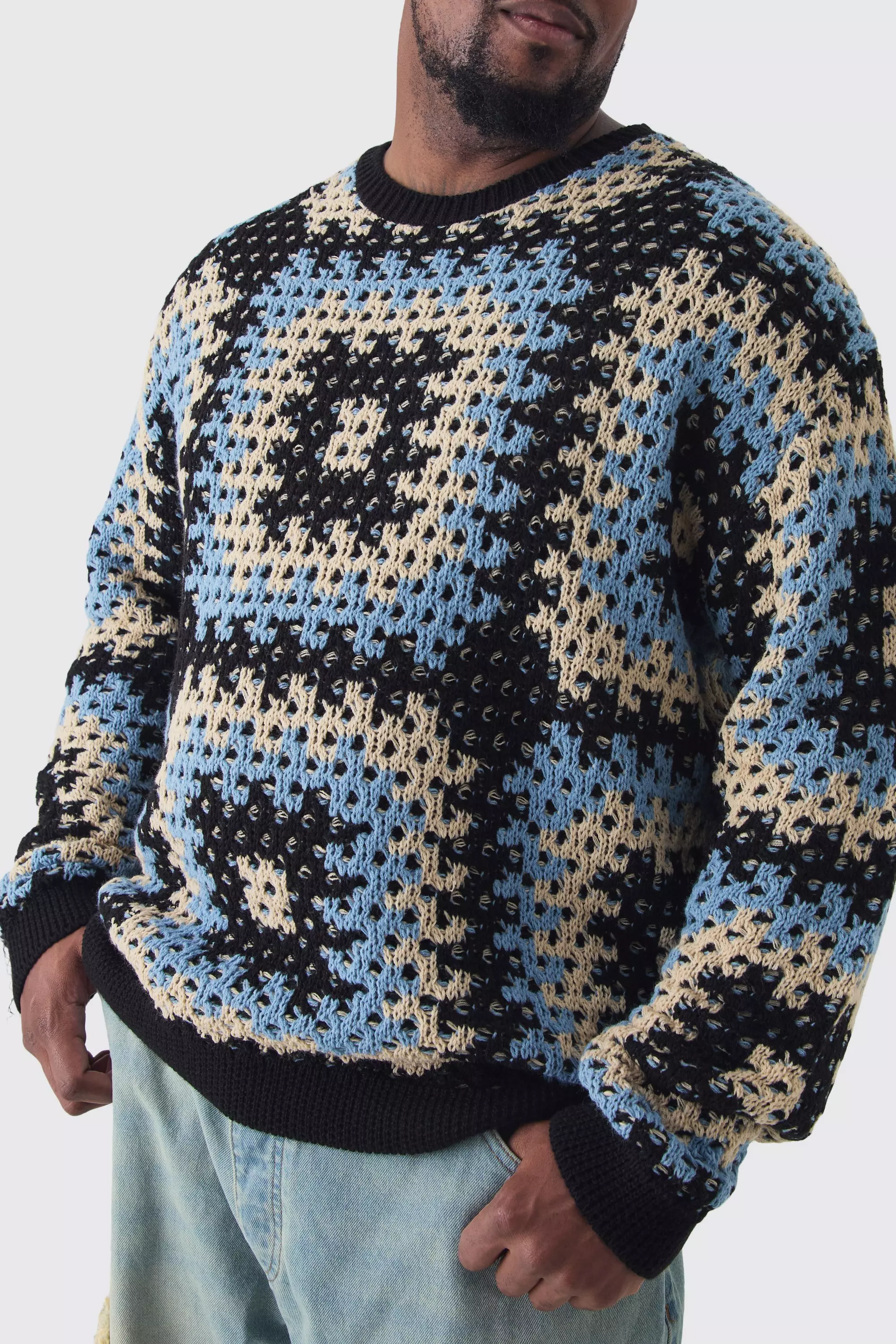 Black Plus Oversized Crochet Sweat alternative image