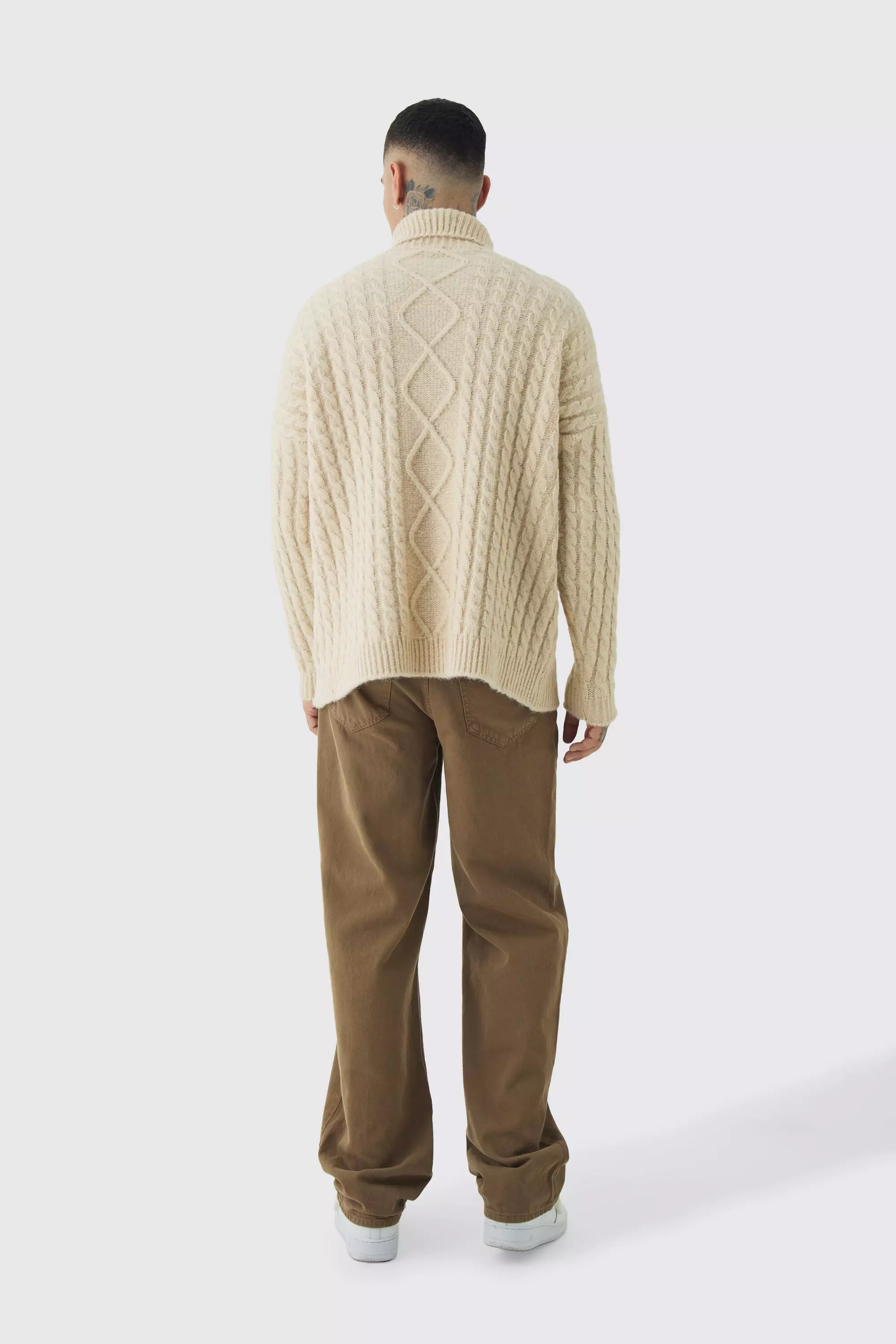 Tall Oversize Rollkragen-Oberteil, Ecru alternatives Bild