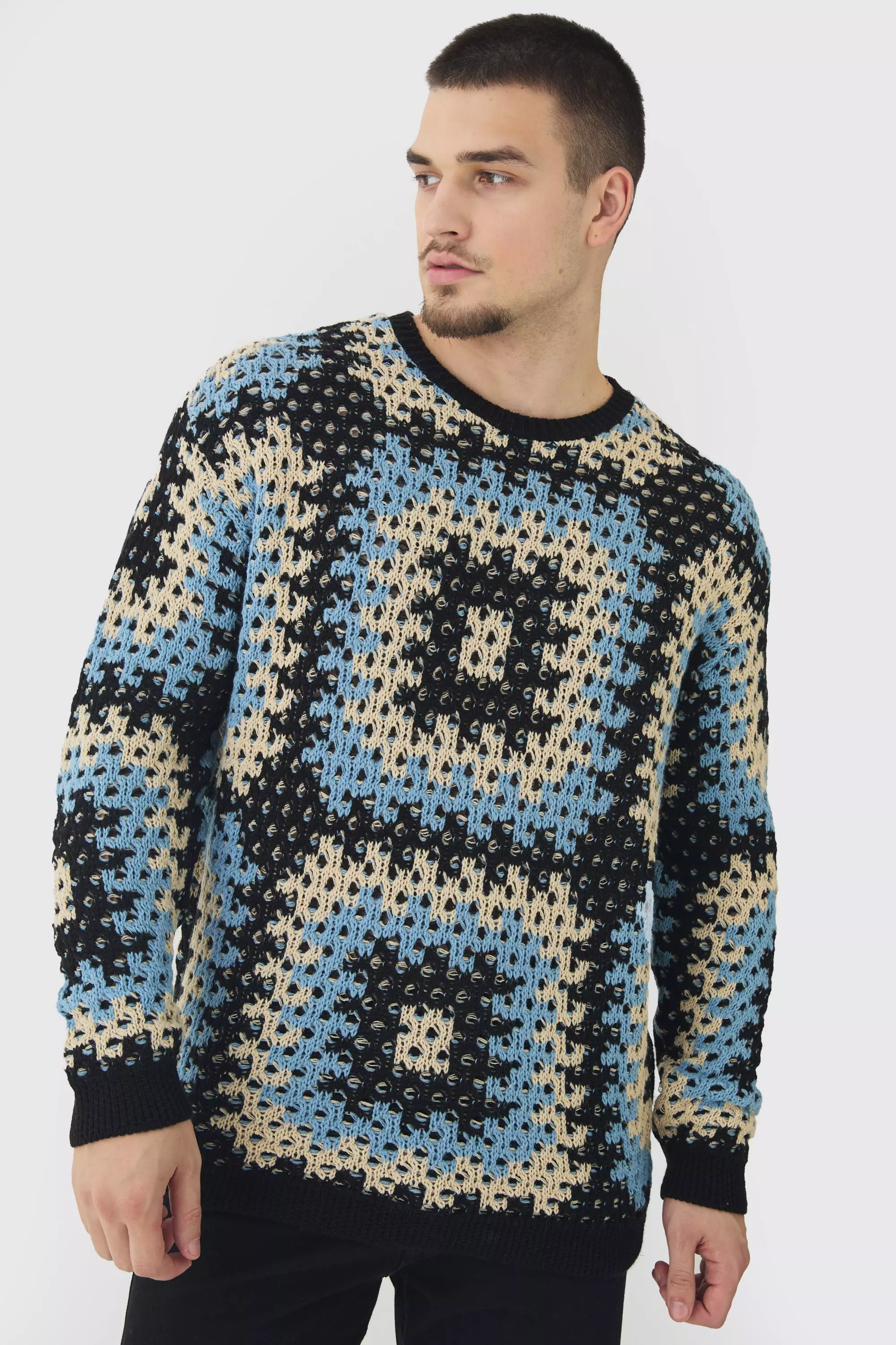 Black Tall Oversized Crochet Sweat alternative image