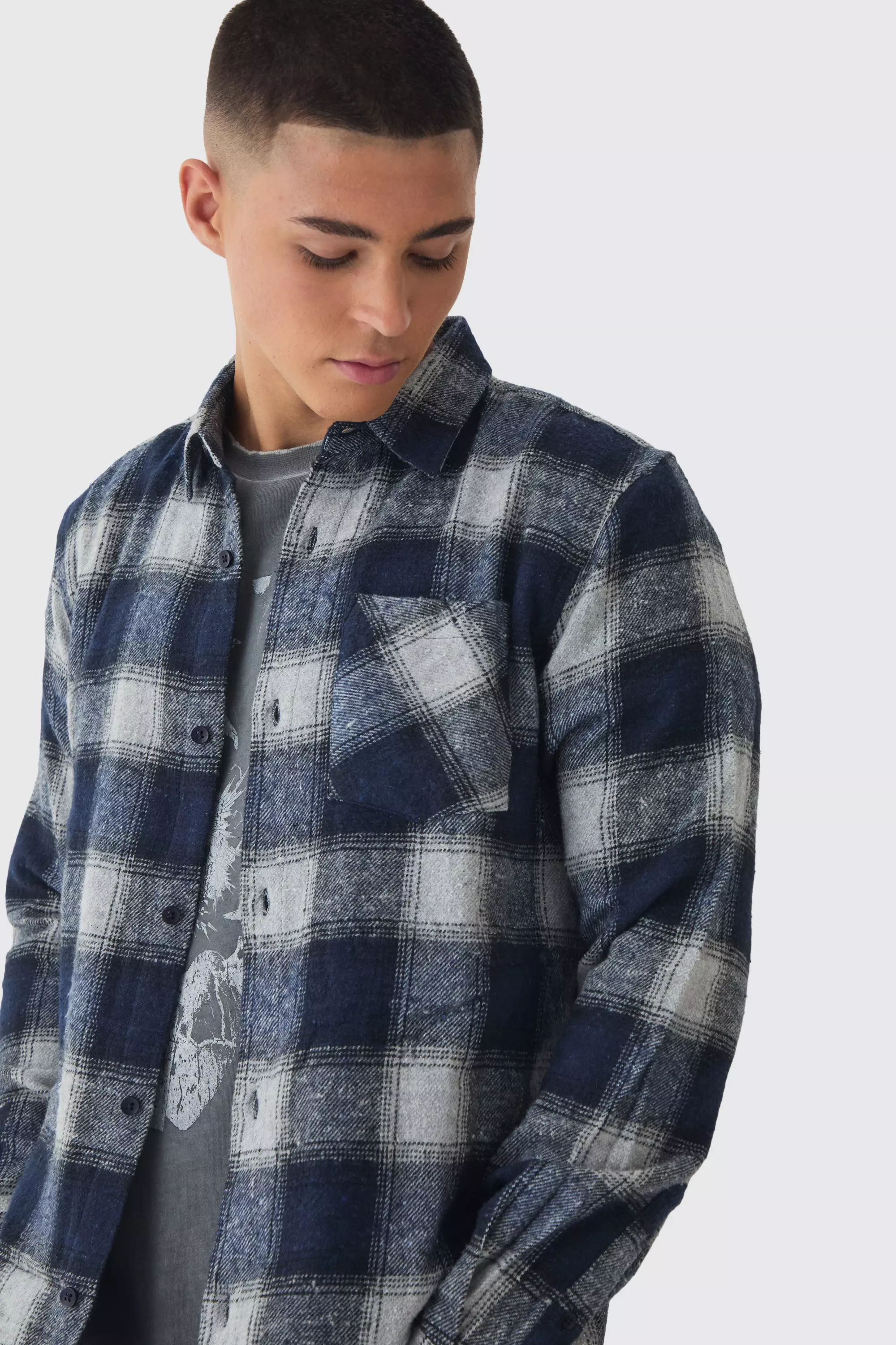 Chemise à carreaux et manches longues, Grey autre image