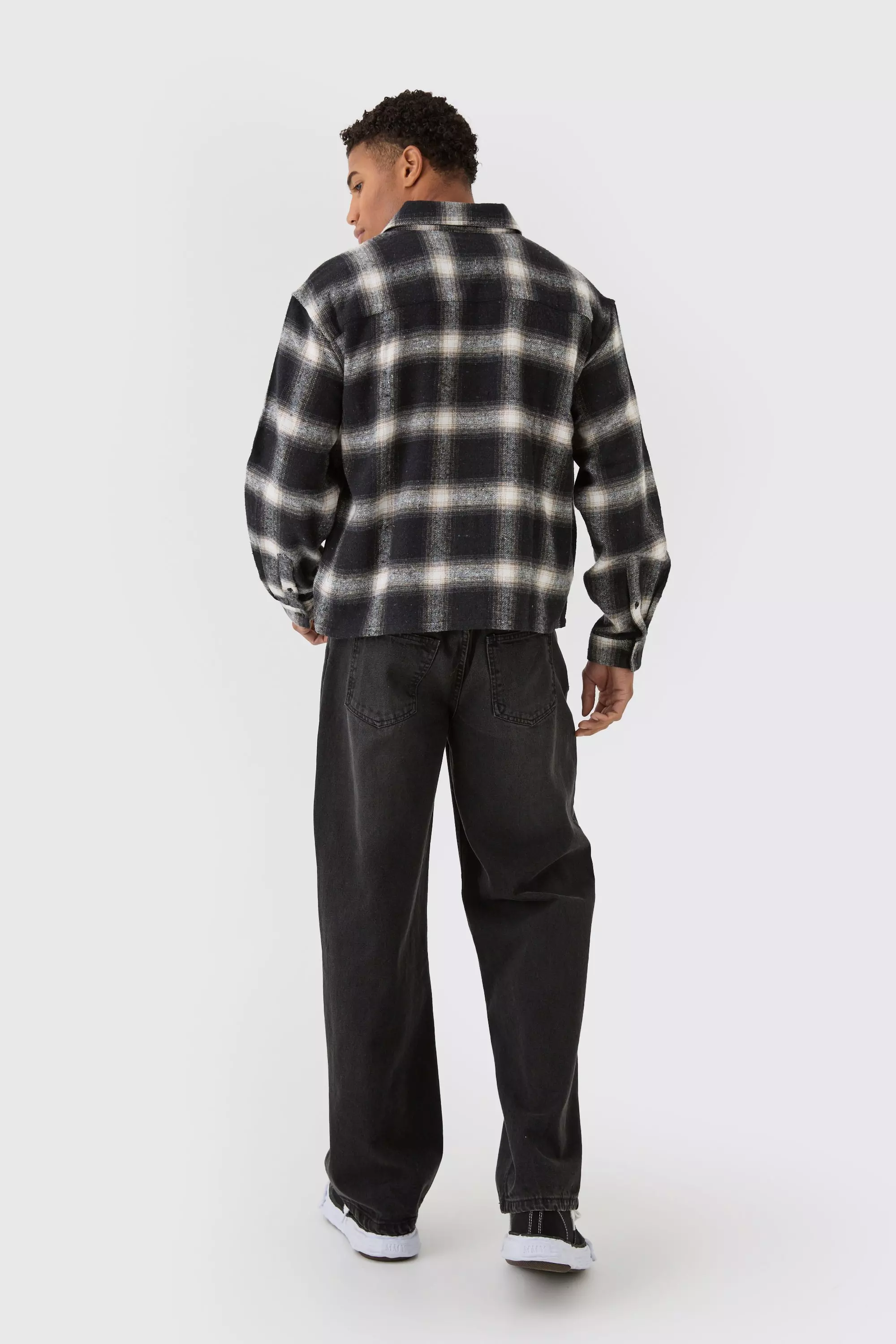 Langärmliges kastiges Oversize Karohemd, Black alternatives Bild