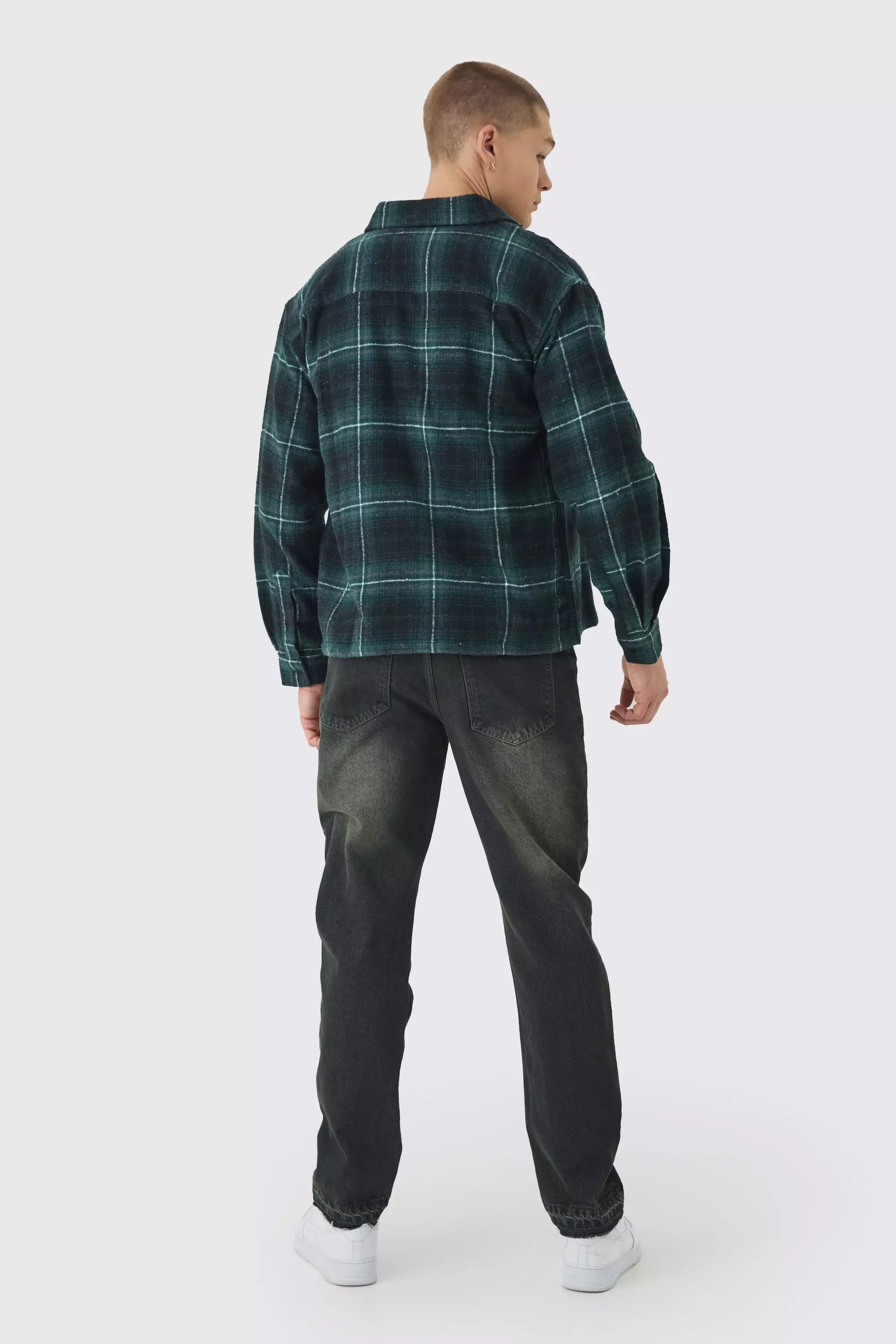 Camicia Oversize A Maniche Lunghe A Quadri, Black immagine alternativa