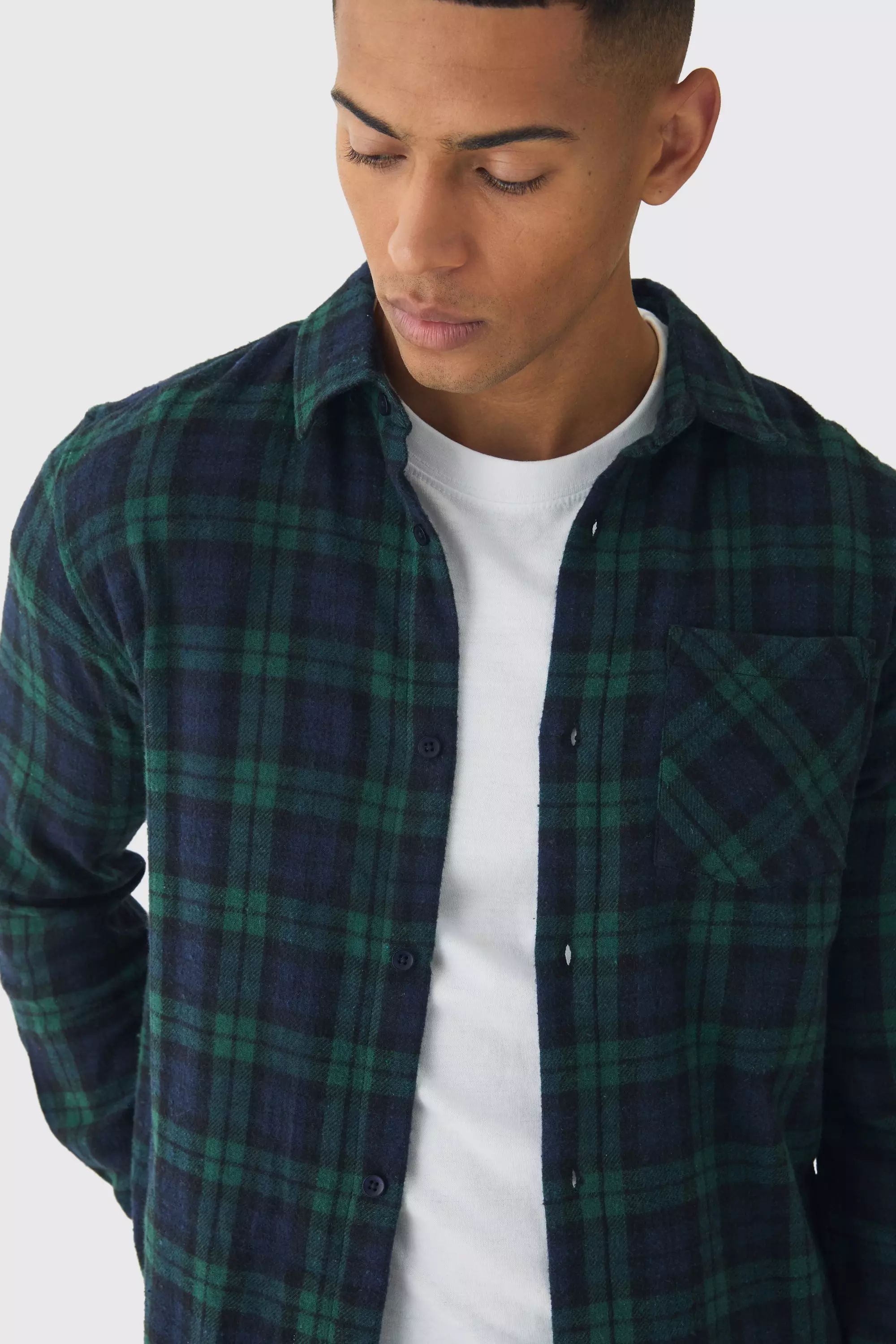 Navy Regular Fit Long Sleeve Check Shirt alternative image