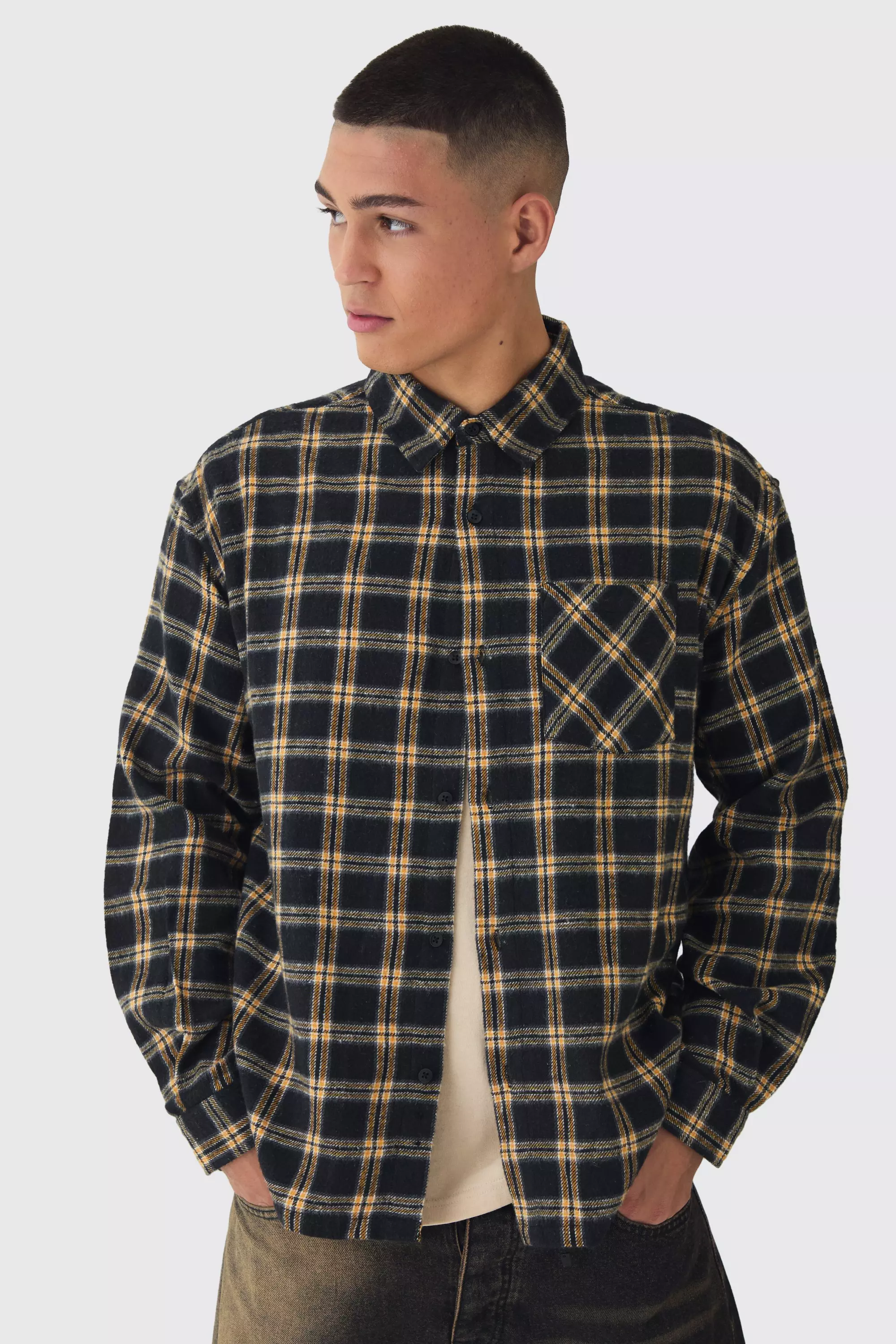 Langärmliges Oversize Karohemd, Black alternatives Bild