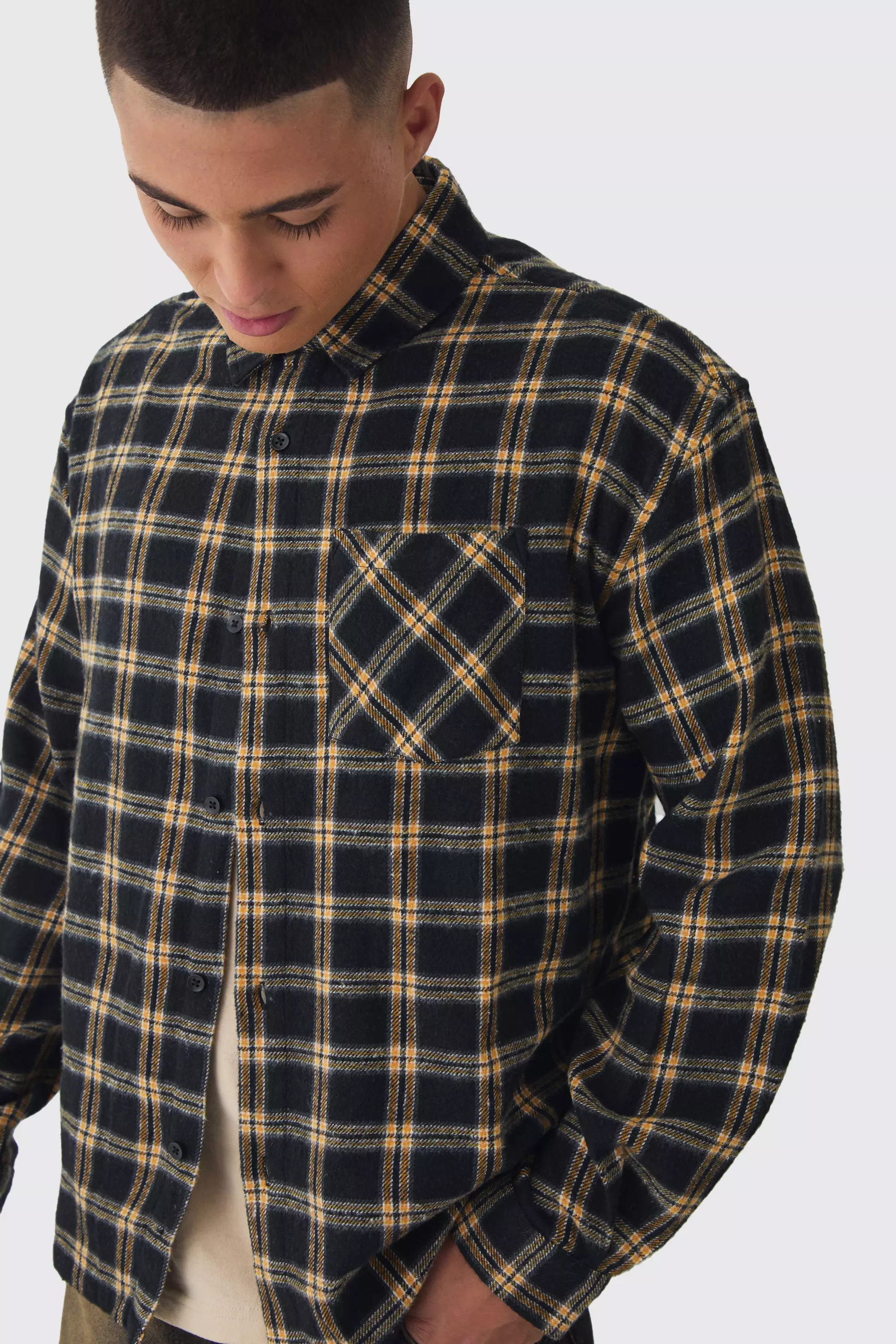 Langärmliges Oversize Karohemd, Black alternatives Bild