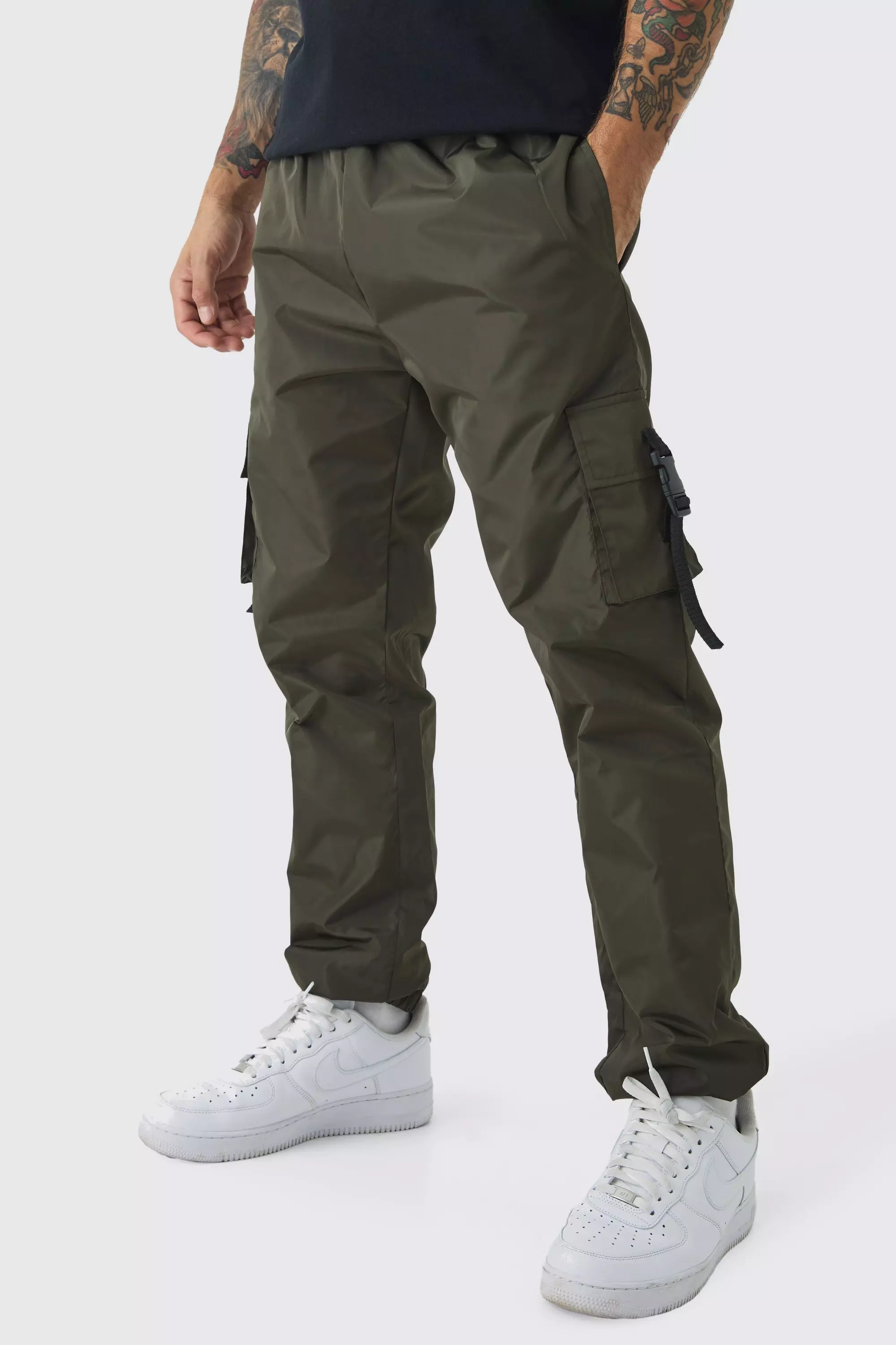 Jogging cargo slim à taille élastiquée - MAN, Khaki autre image