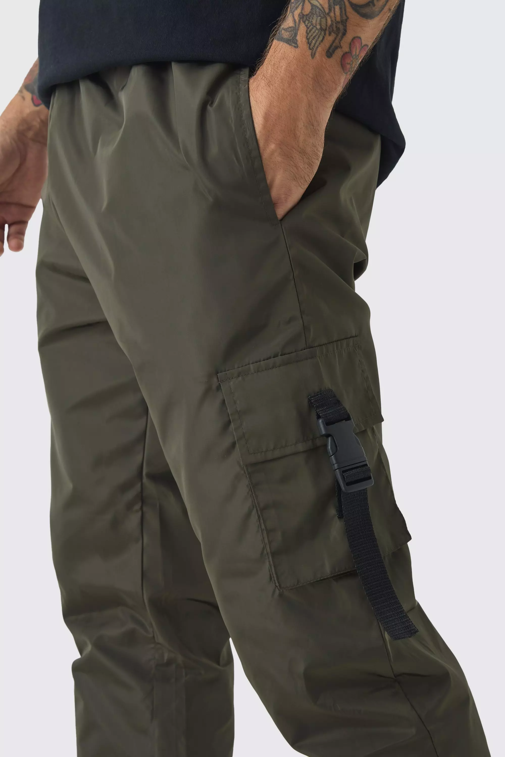 Jogging cargo slim à taille élastiquée - MAN, Khaki autre image