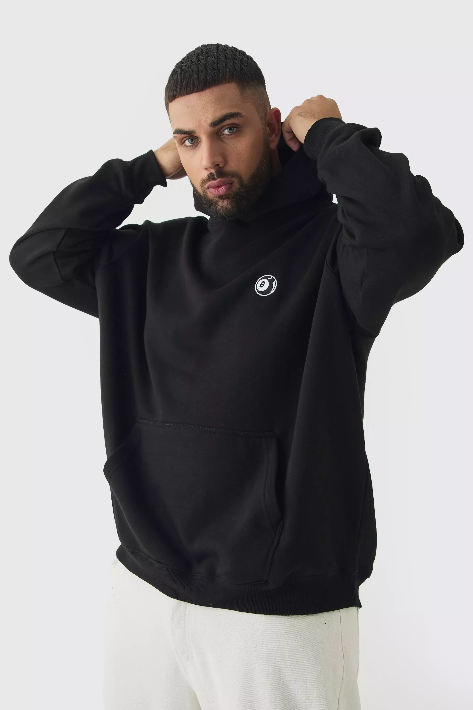 Black Plus 8 Ball Embroidered Hoodie