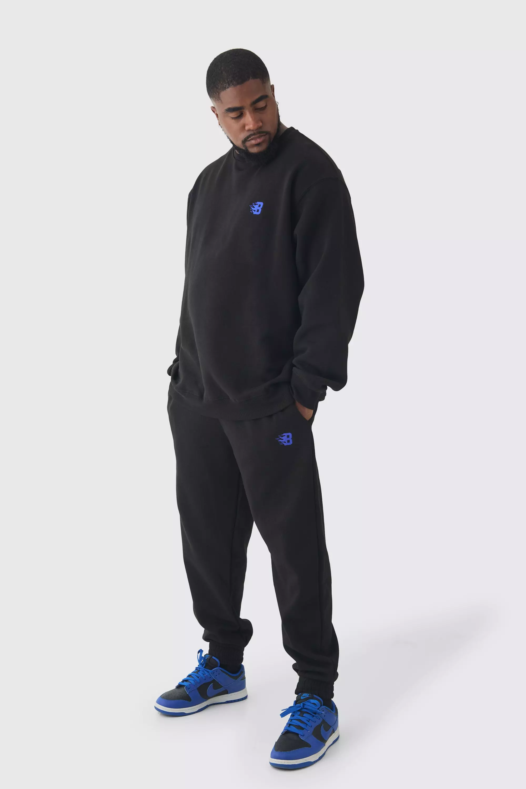 Plus B Embroidered Sweat Tracksuit Black