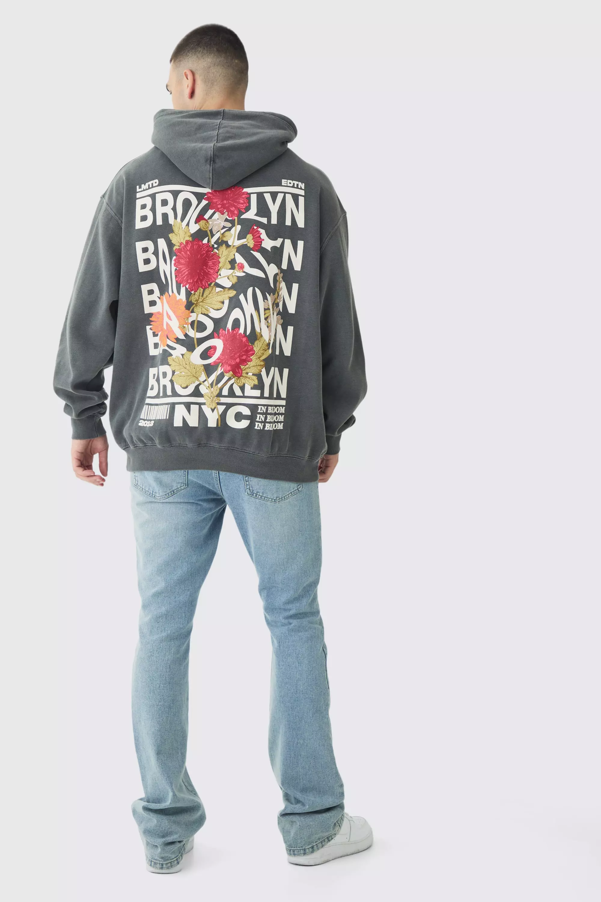 Charcoal Tall Brooklyn Oversized Graphic Hoodie alternative image