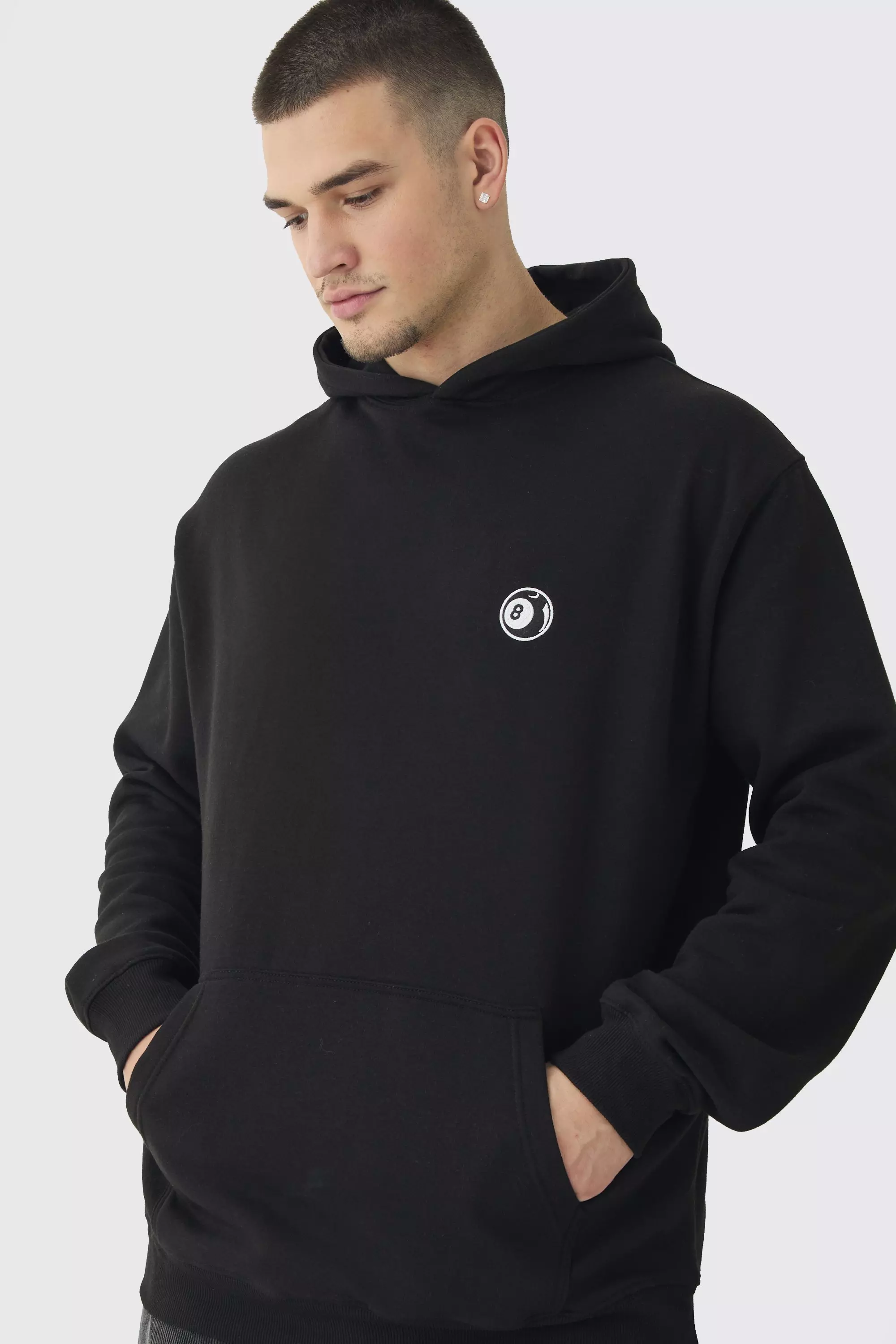 Tall 8 Ball Embroidered Hoodie Black