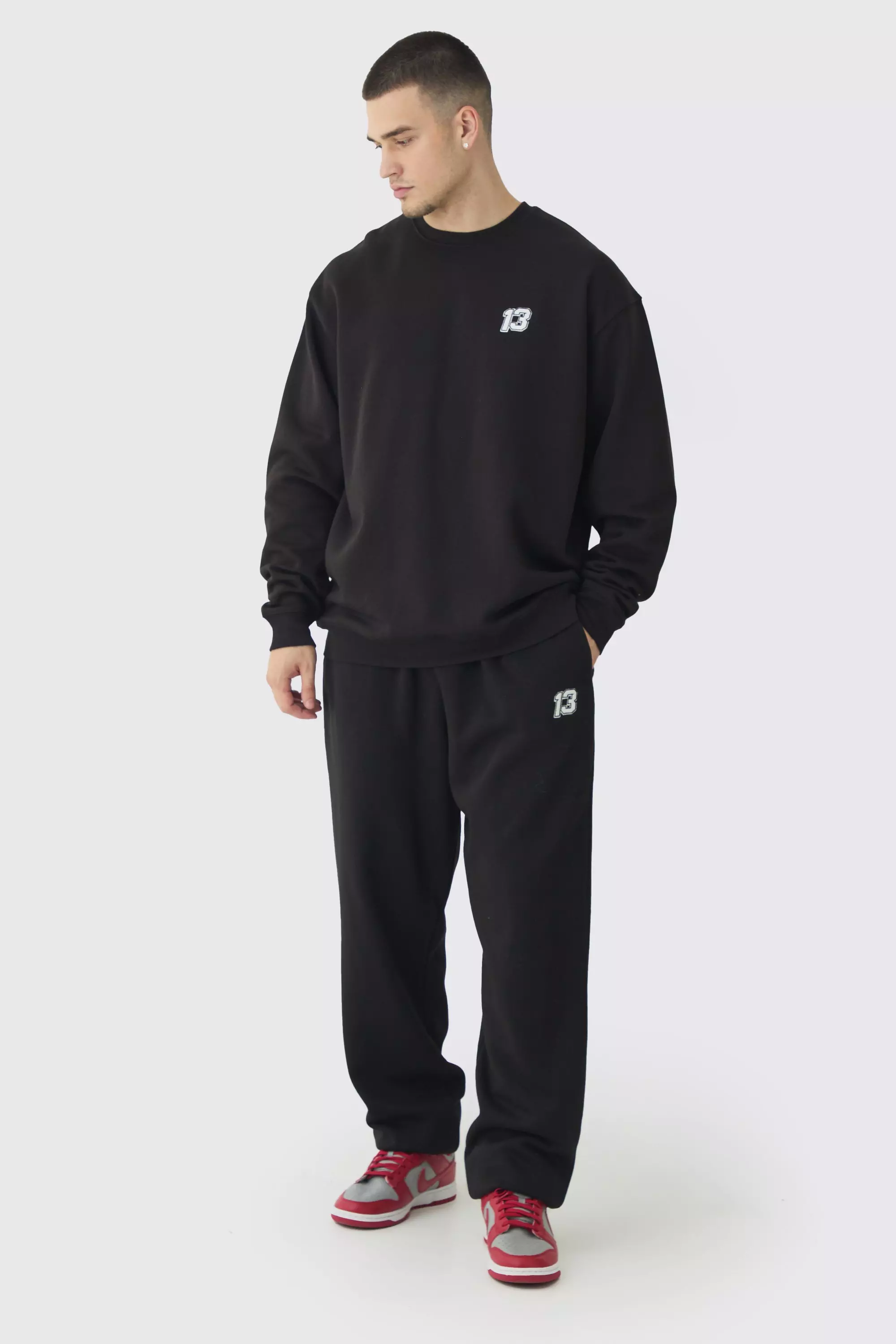 Tall 13 Embroidered Sweat Tracksuit Black