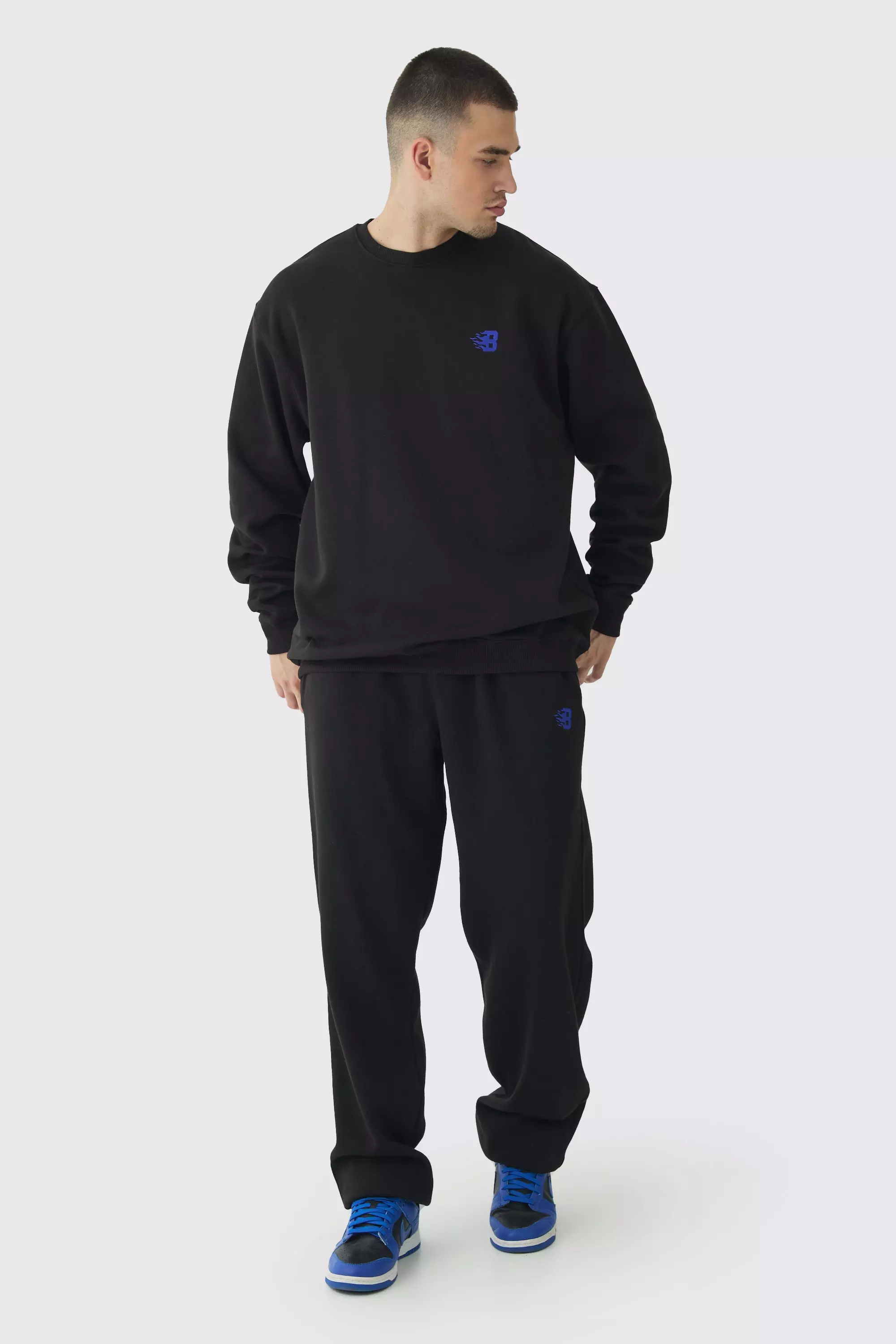 Tall B Embroidered Sweat Tracksuit Black