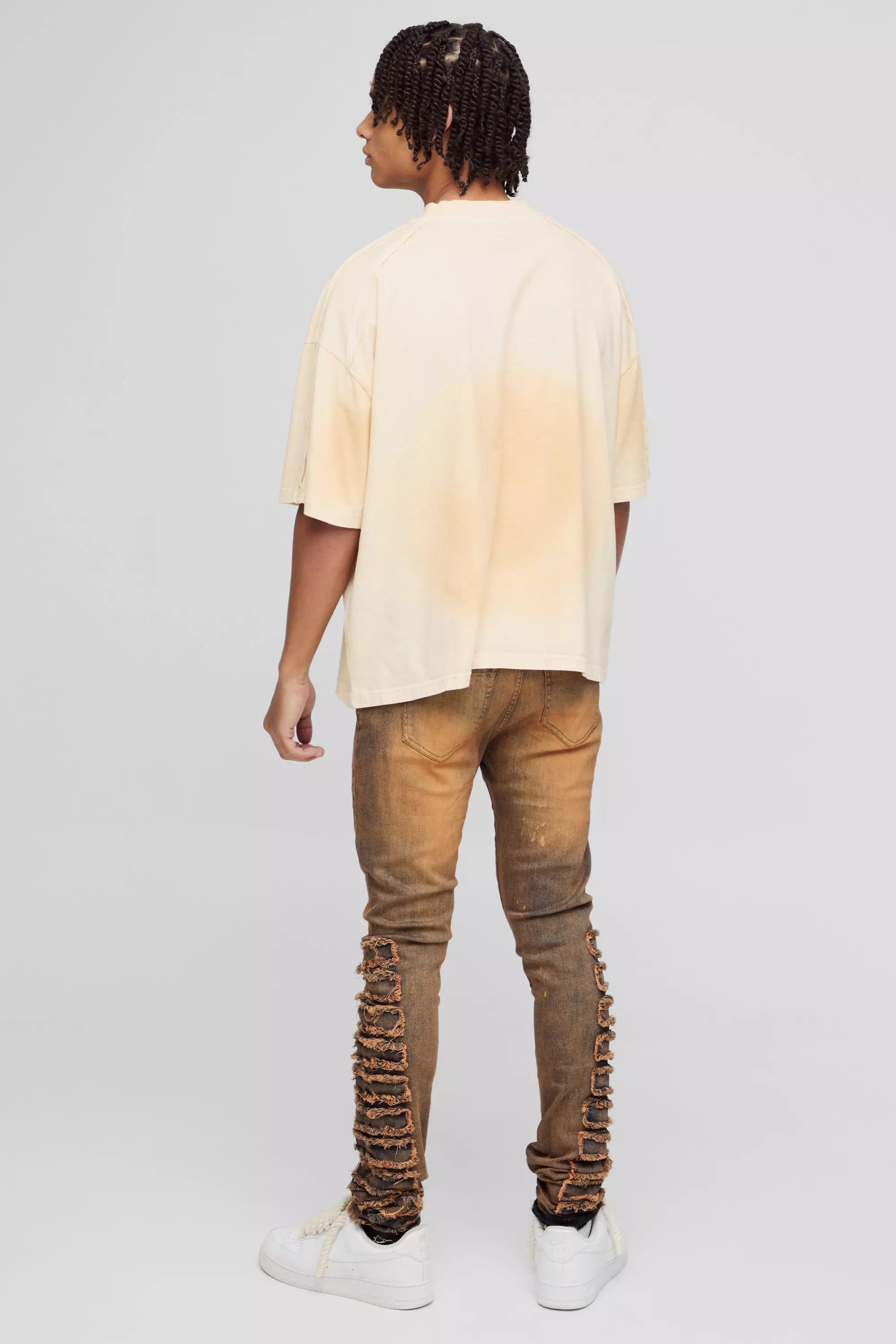 Antique blue Skinny Stretch Stacked Ripped Jeans alternative image