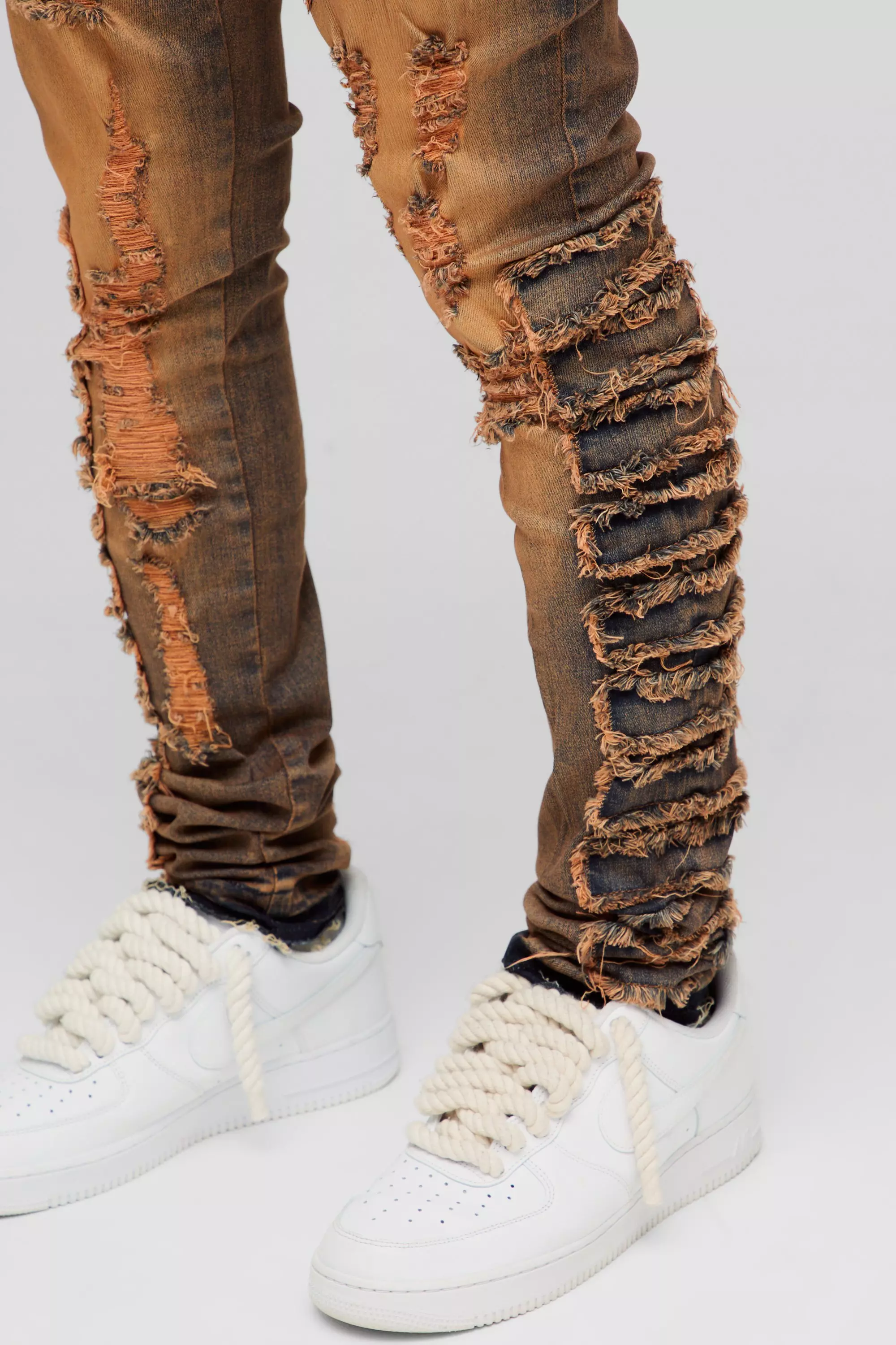 Antique blue Skinny Stretch Stacked Ripped Jeans alternative image
